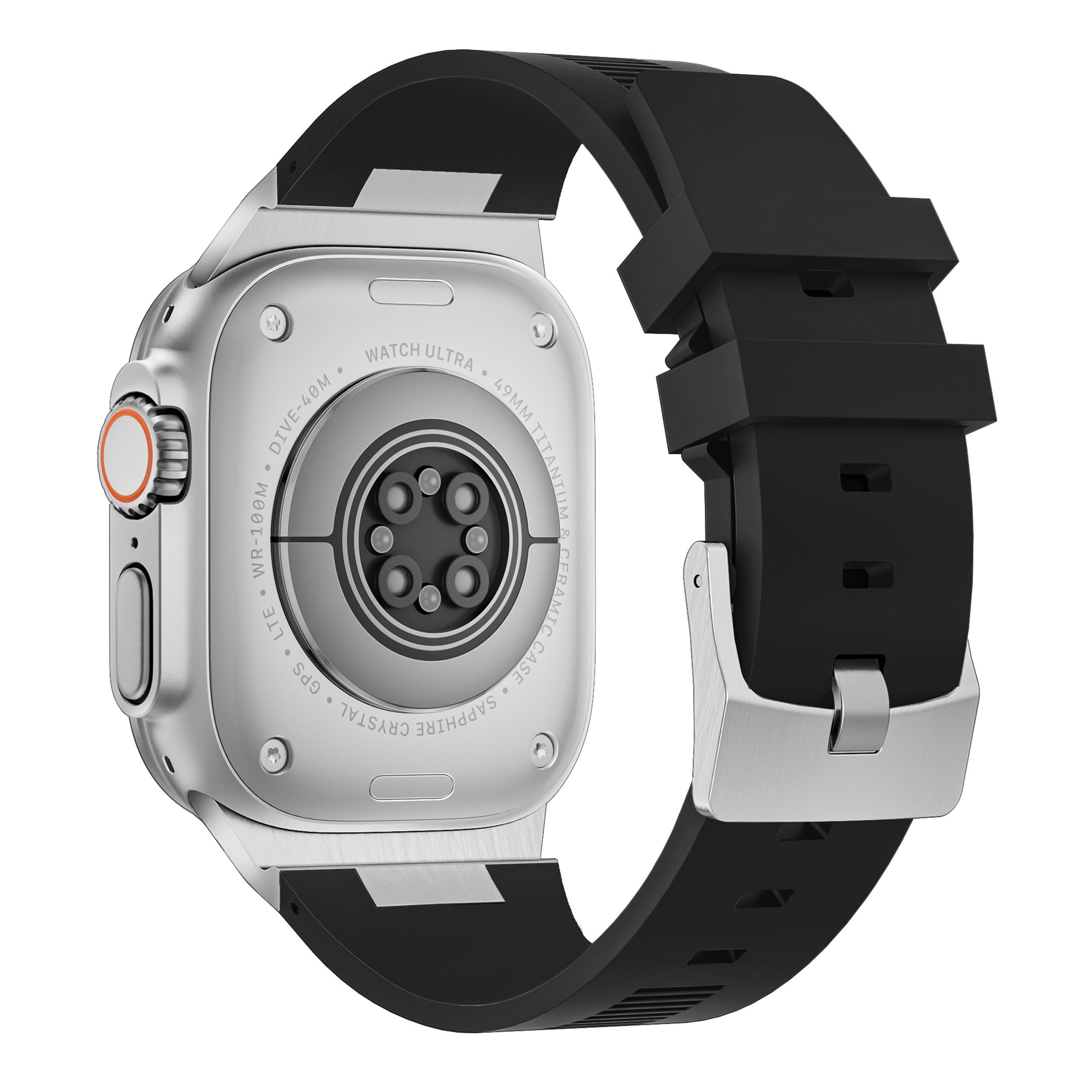 For Apple Watch Ultra 2 Ultra 49mm  /  Series 9 8 7 45mm  /  6 5 4 SE (2022) SE (2023) SE 44mm  /  3 2 1 42mm Watch Bracelet - Black+Orange