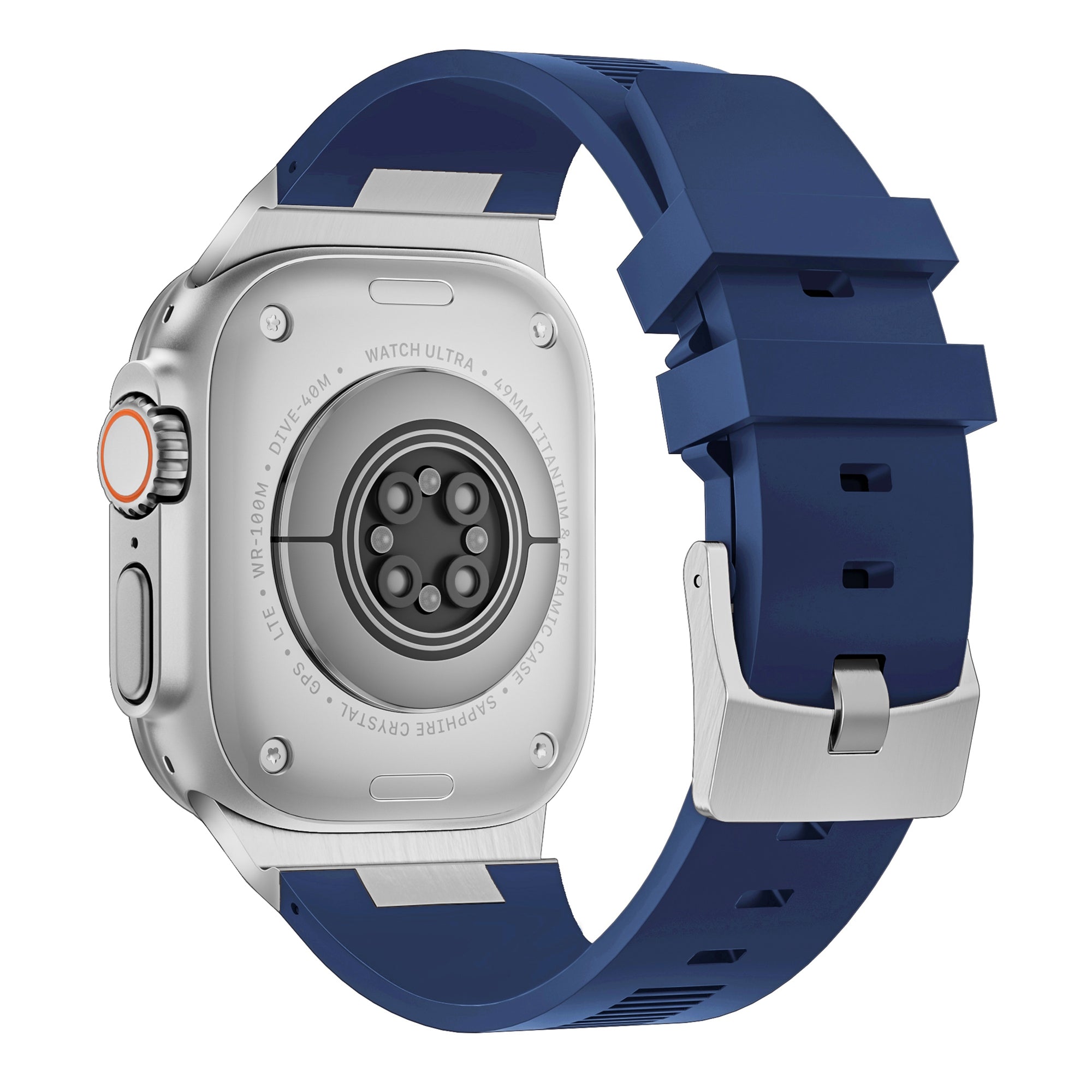 For Apple Watch Ultra 2 Ultra 49mm  /  Series 9 8 7 45mm  /  6 5 4 SE (2022) SE (2023) SE 44mm  /  3 2 1 42mm Watch Bracelet - Black+Orange