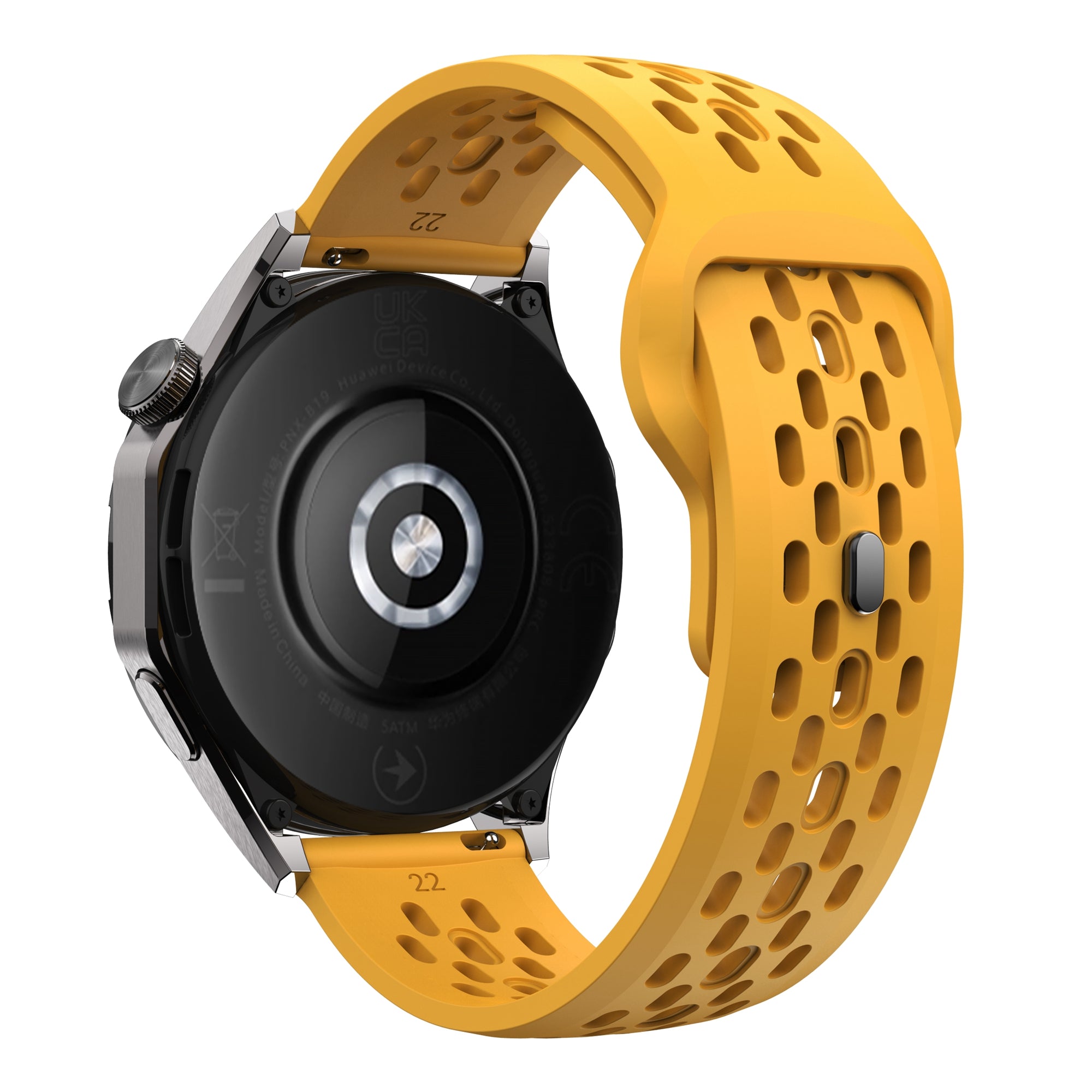 For Huawei Watch GT 4 41mm / Garmin Venu 3S / 2S 18mm Silicone Strap Hollow Watch Band - Dark Yellow