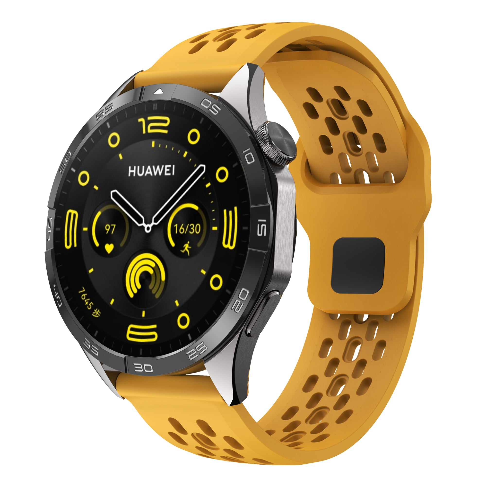 For Huawei Watch GT 4 41mm / Garmin Venu 3S / 2S 18mm Silicone Strap Hollow Watch Band - Dark Yellow