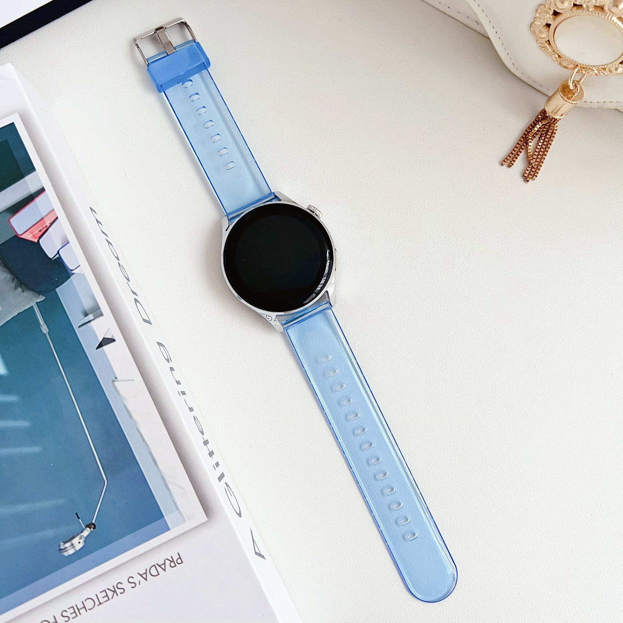 For Garmin vivoactive 5 / Venu 2 Plus 20mm Watch Band Transparent Soft TPU Wrist Strap - Transparent Light Orange