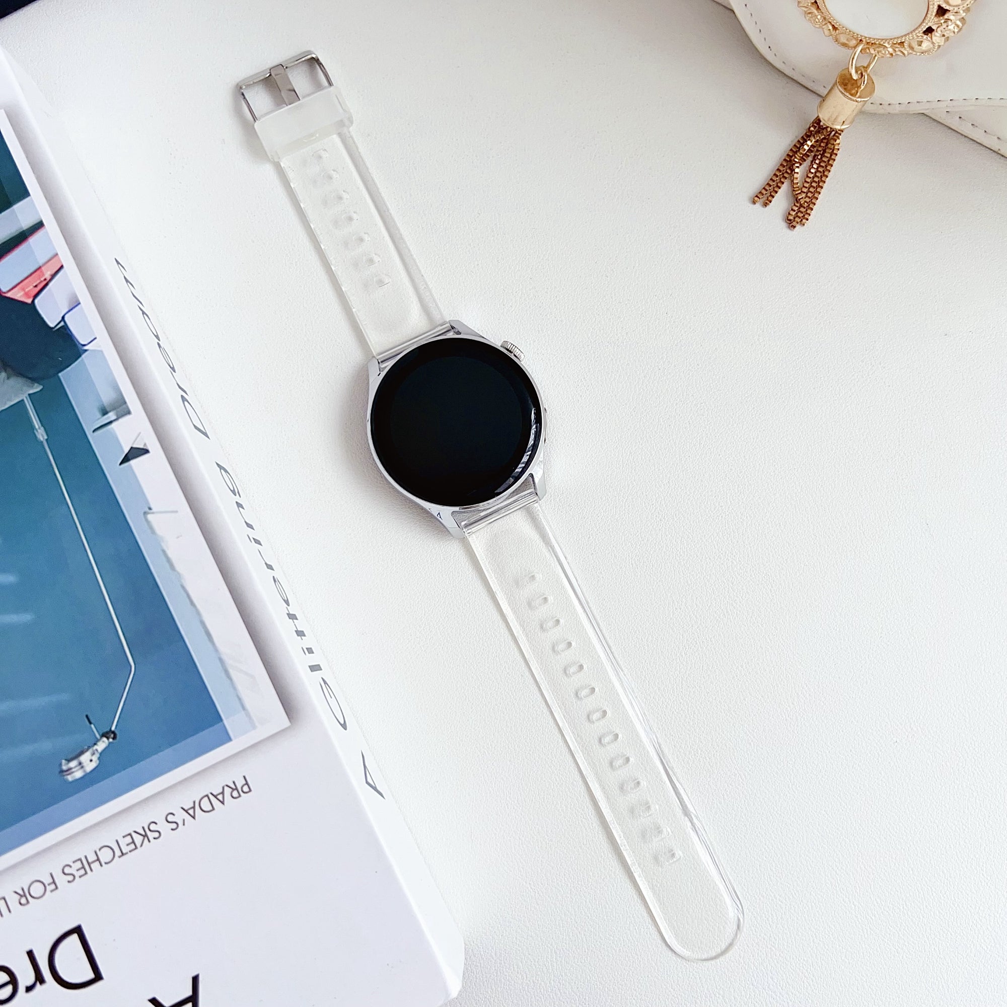 For Samsung Galaxy Watch3 45mm / Huawei Watch GT 4 46mm Band 22mm TPU Wrist Strap - Transparent Light Orange