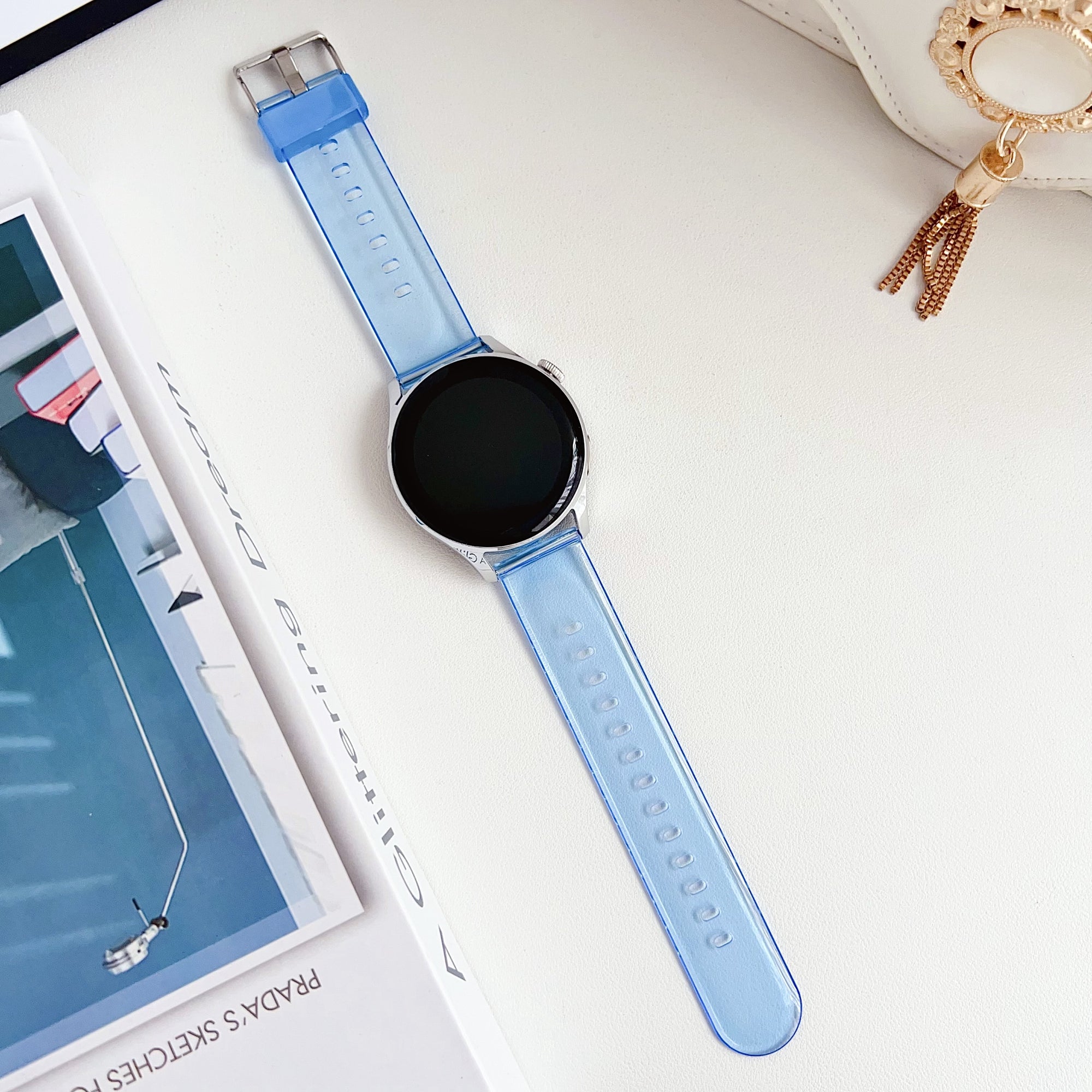 For Samsung Galaxy Watch3 45mm / Huawei Watch GT 4 46mm Band 22mm TPU Wrist Strap - Transparent Light Orange
