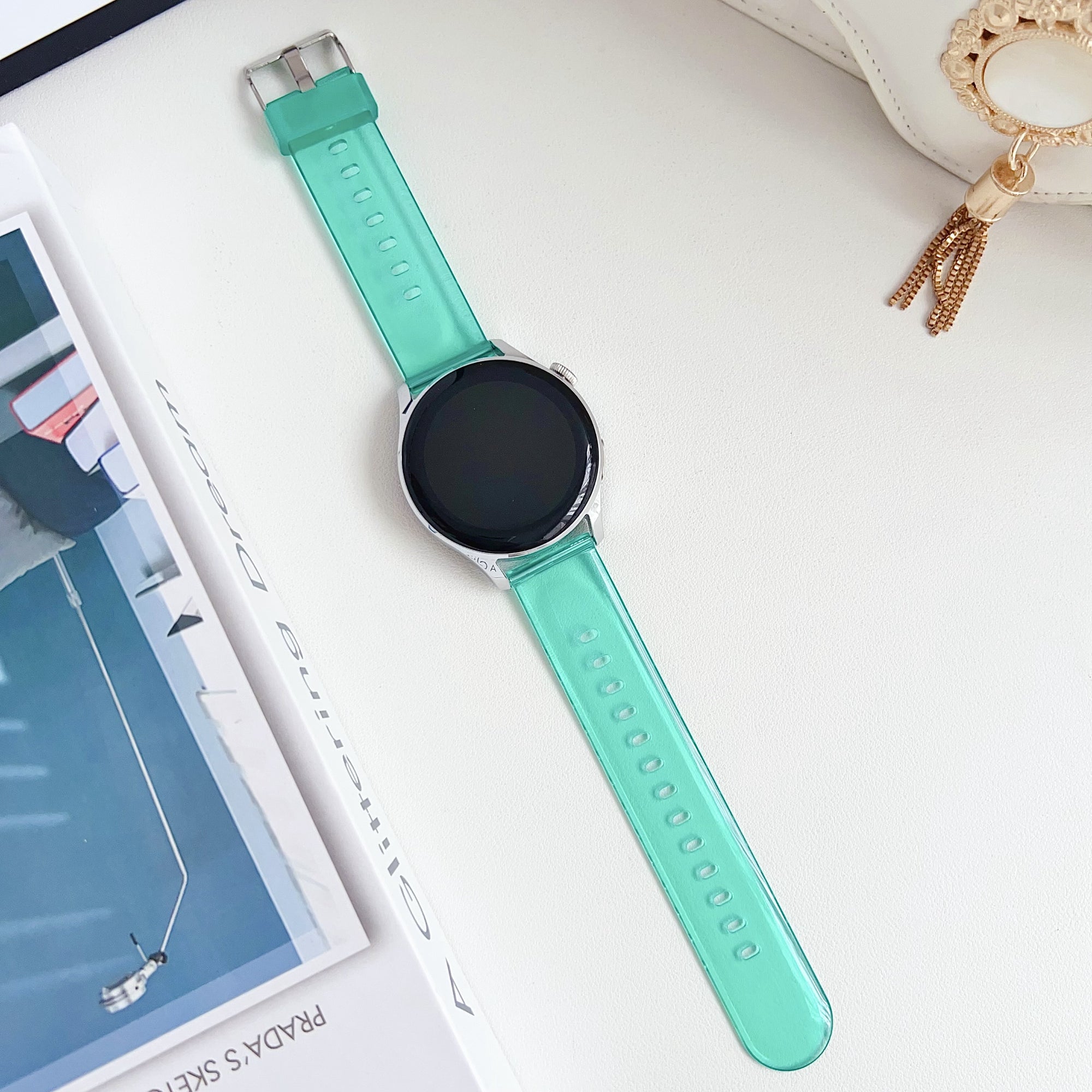For Samsung Galaxy Watch3 45mm / Huawei Watch GT 4 46mm Band 22mm TPU Wrist Strap - Transparent Light Orange