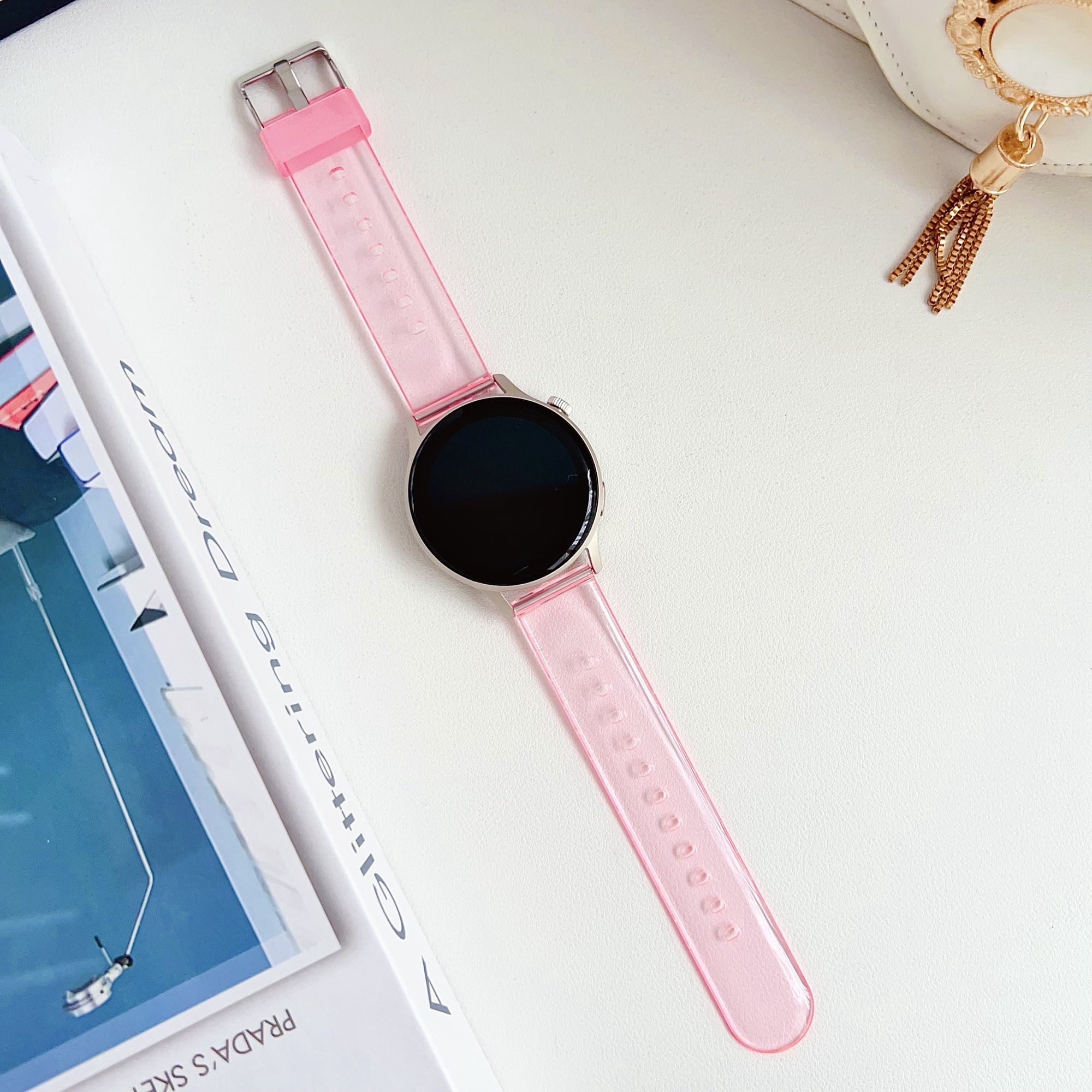 For Samsung Galaxy Watch3 45mm / Huawei Watch GT 4 46mm Band 22mm TPU Wrist Strap - Transparent Light Orange