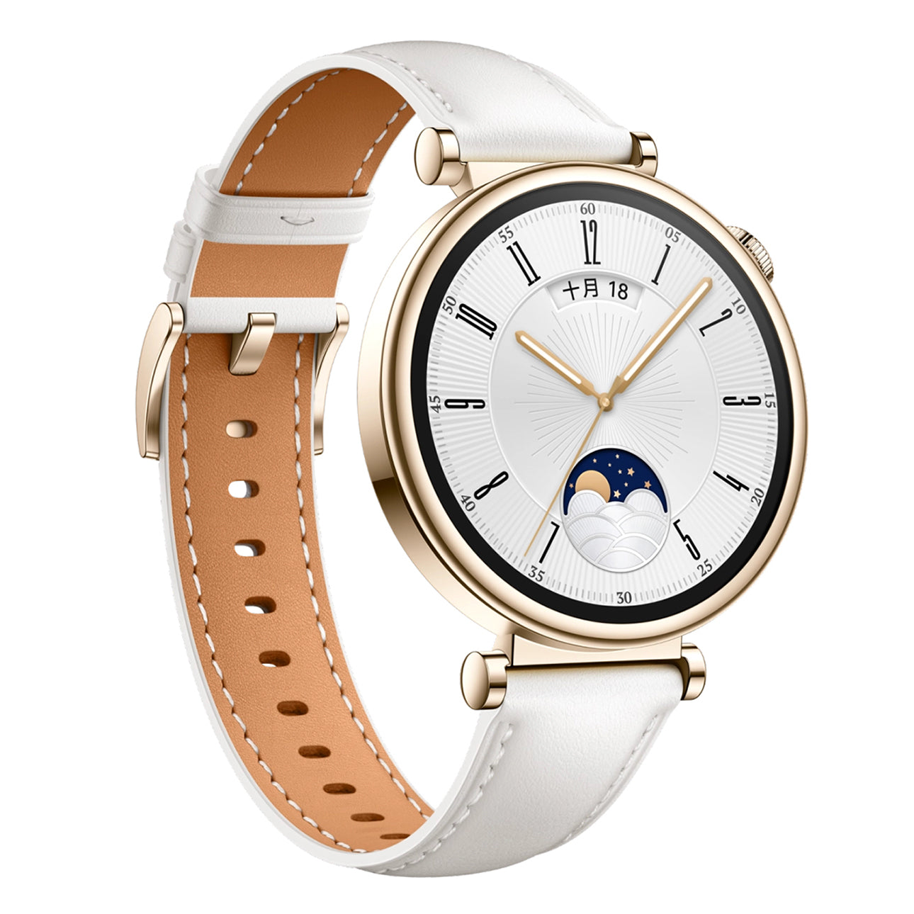For Huawei Watch GT 4 41mm / Garmin Venu 3S 18mm Watch Band Genuine Cow Leather Wrist Strap - White