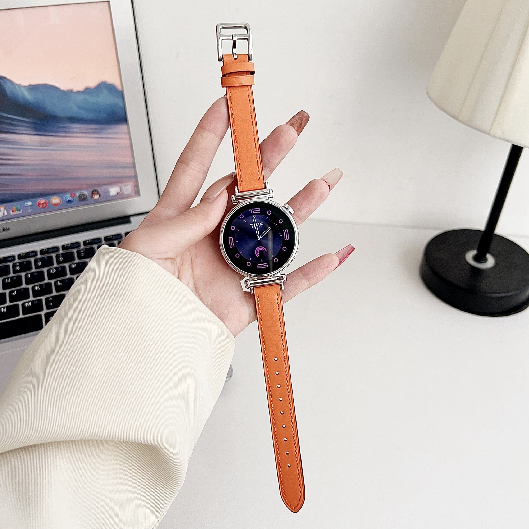 For Samsung Galaxy Watch6 Classic / Watch6 PU Leather Watch Band 20mm Adjustable Wrist Strap - Pink