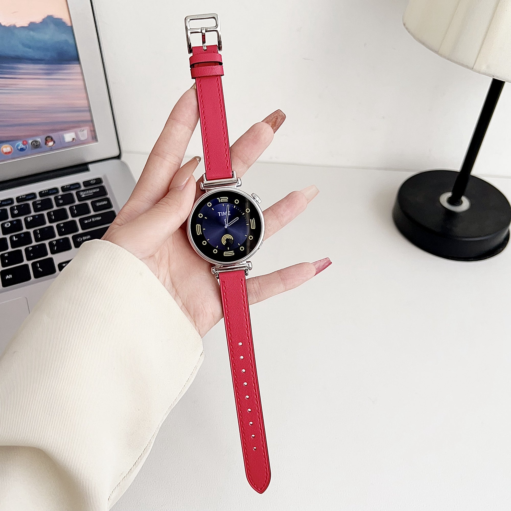 For Samsung Galaxy Watch6 Classic / Watch6 PU Leather Watch Band 20mm Adjustable Wrist Strap - Pink