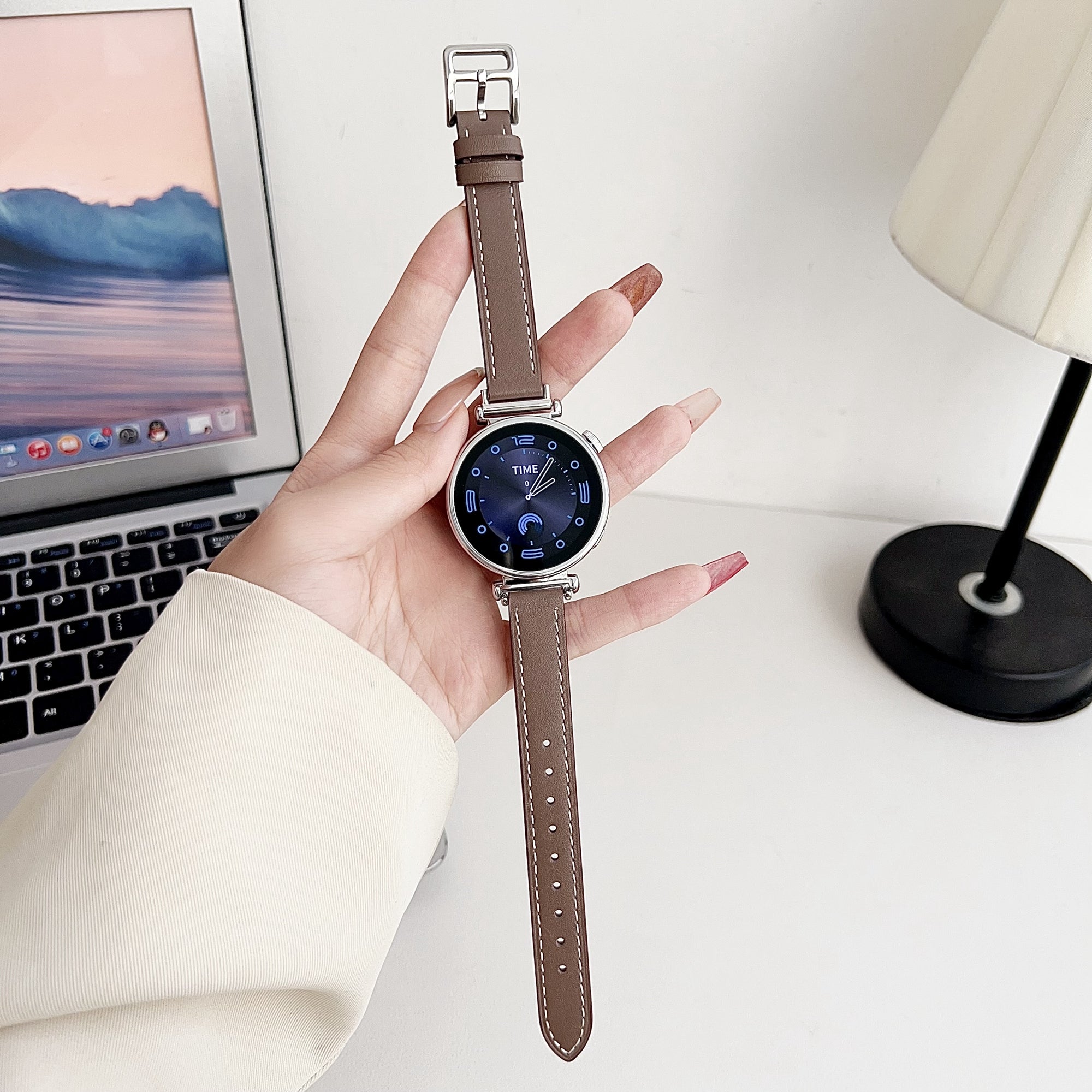 For Samsung Galaxy Watch6 Classic / Watch6 PU Leather Watch Band 20mm Adjustable Wrist Strap - Pink