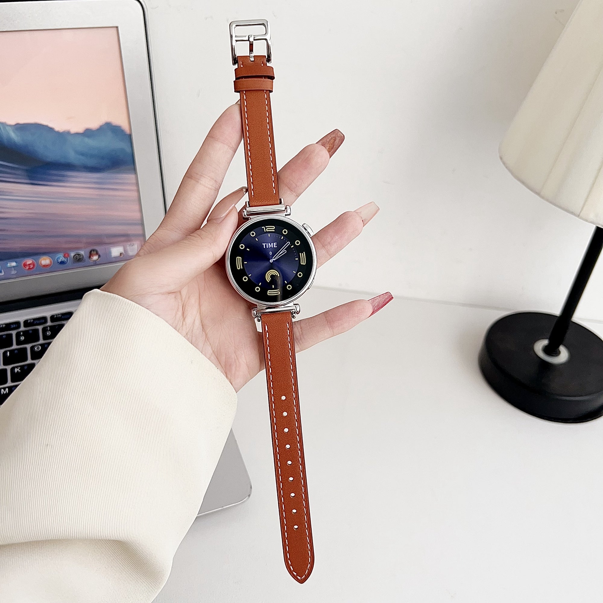 For Samsung Galaxy Watch6 Classic / Watch6 PU Leather Watch Band 20mm Adjustable Wrist Strap - Pink