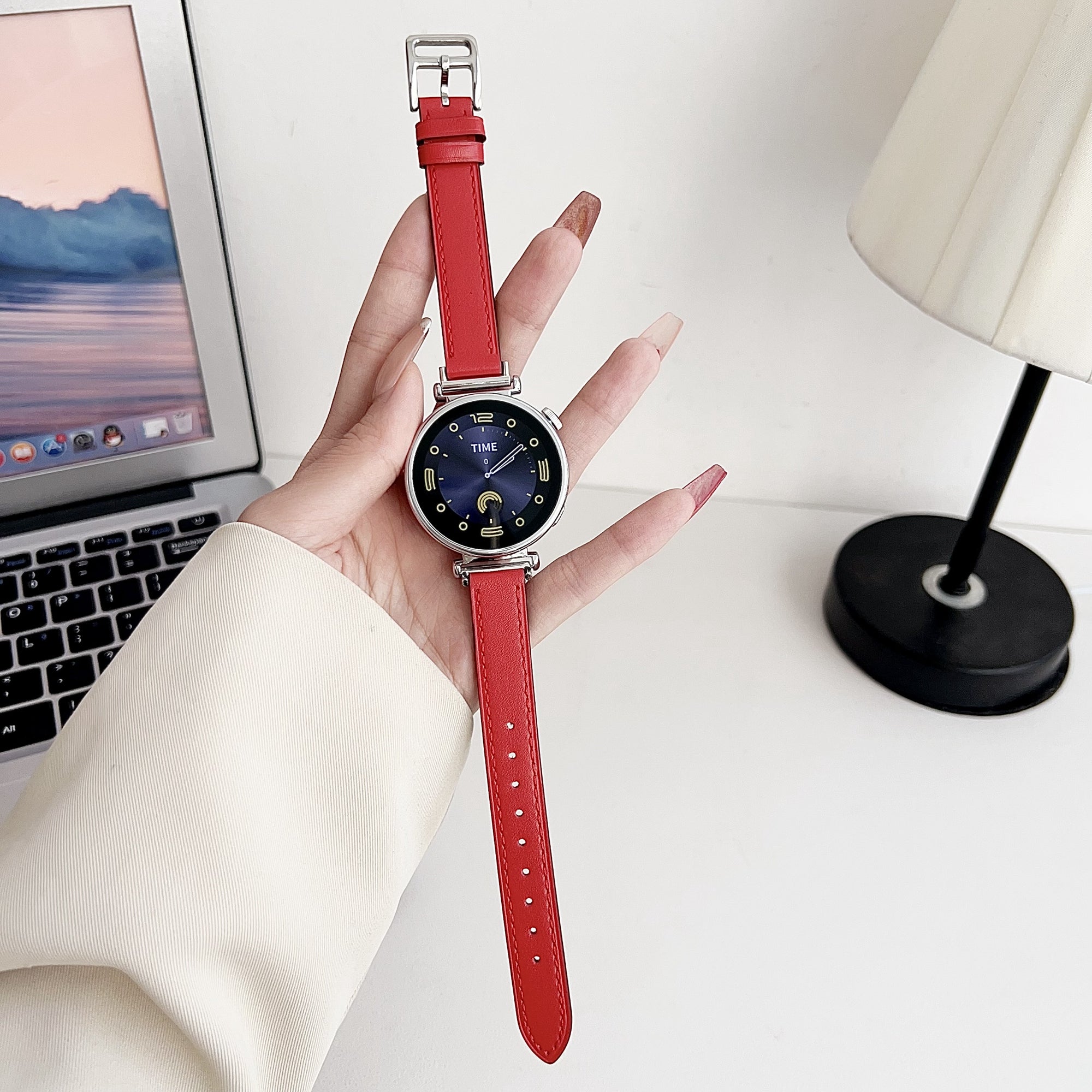 For Samsung Galaxy Watch6 Classic / Watch6 PU Leather Watch Band 20mm Adjustable Wrist Strap - Pink