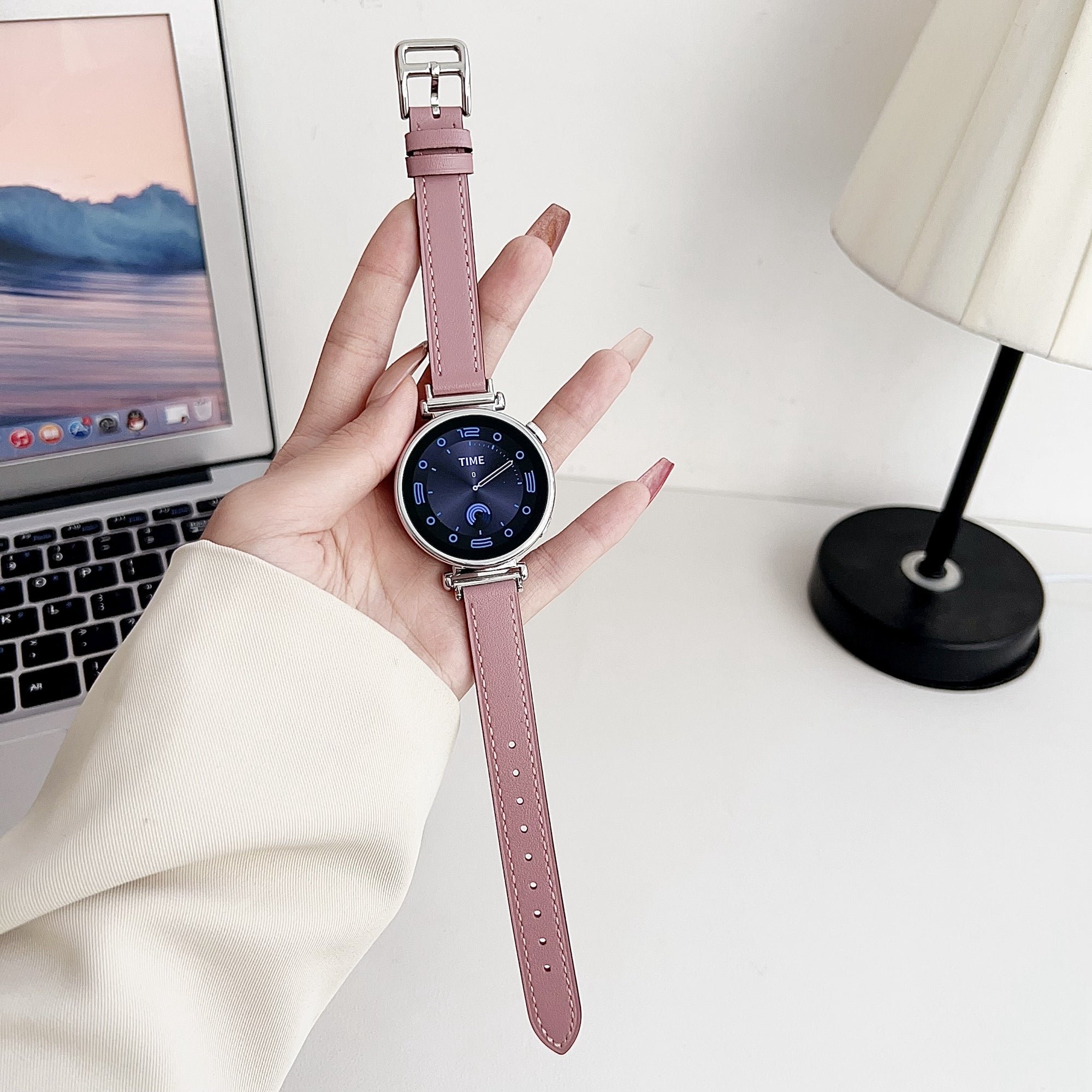 For Samsung Galaxy Watch6 Classic / Watch6 PU Leather Watch Band 20mm Adjustable Wrist Strap - Pink