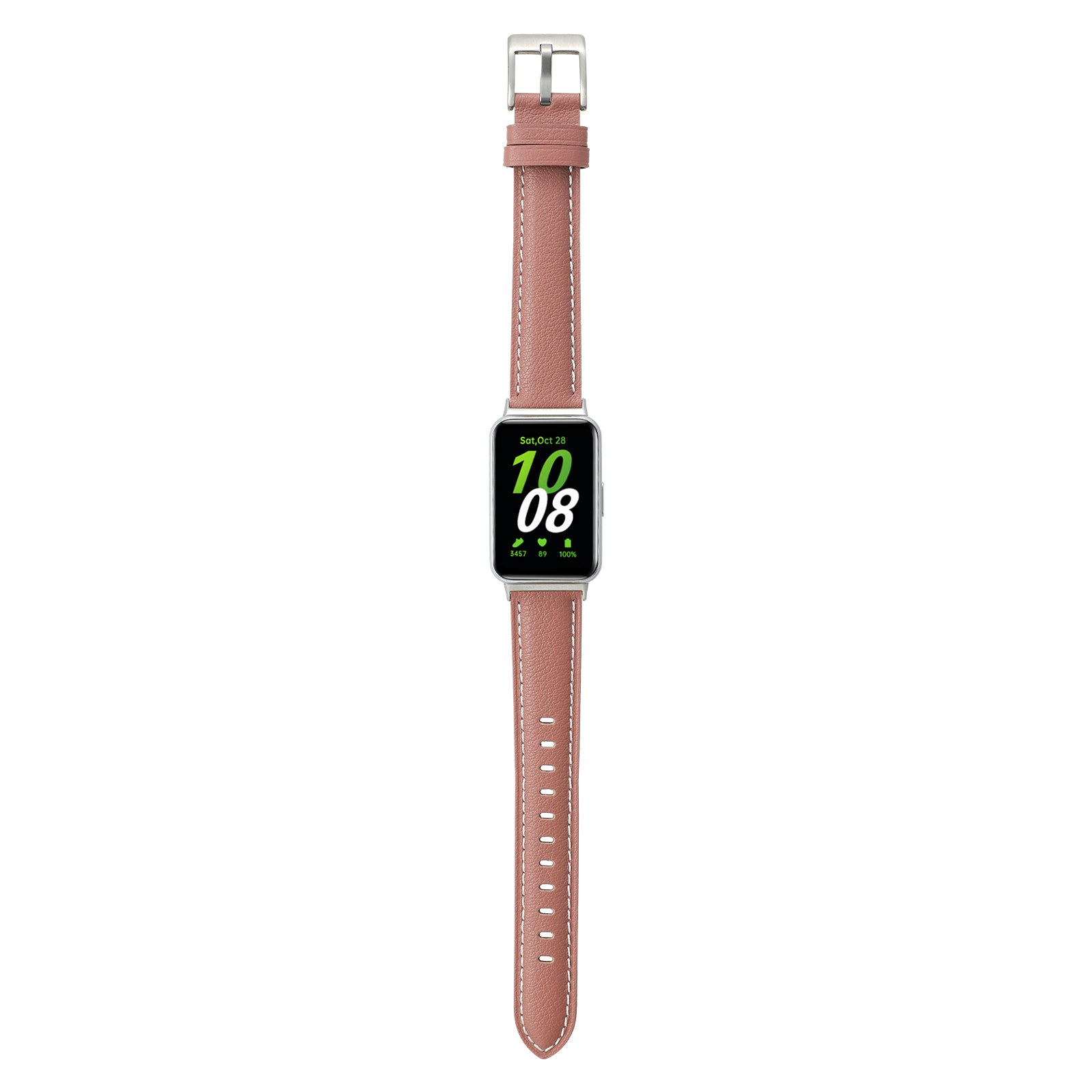 For Samsung Galaxy Fit3 Watch Band Cowhide Leather Strap Replacement - Deep Pink