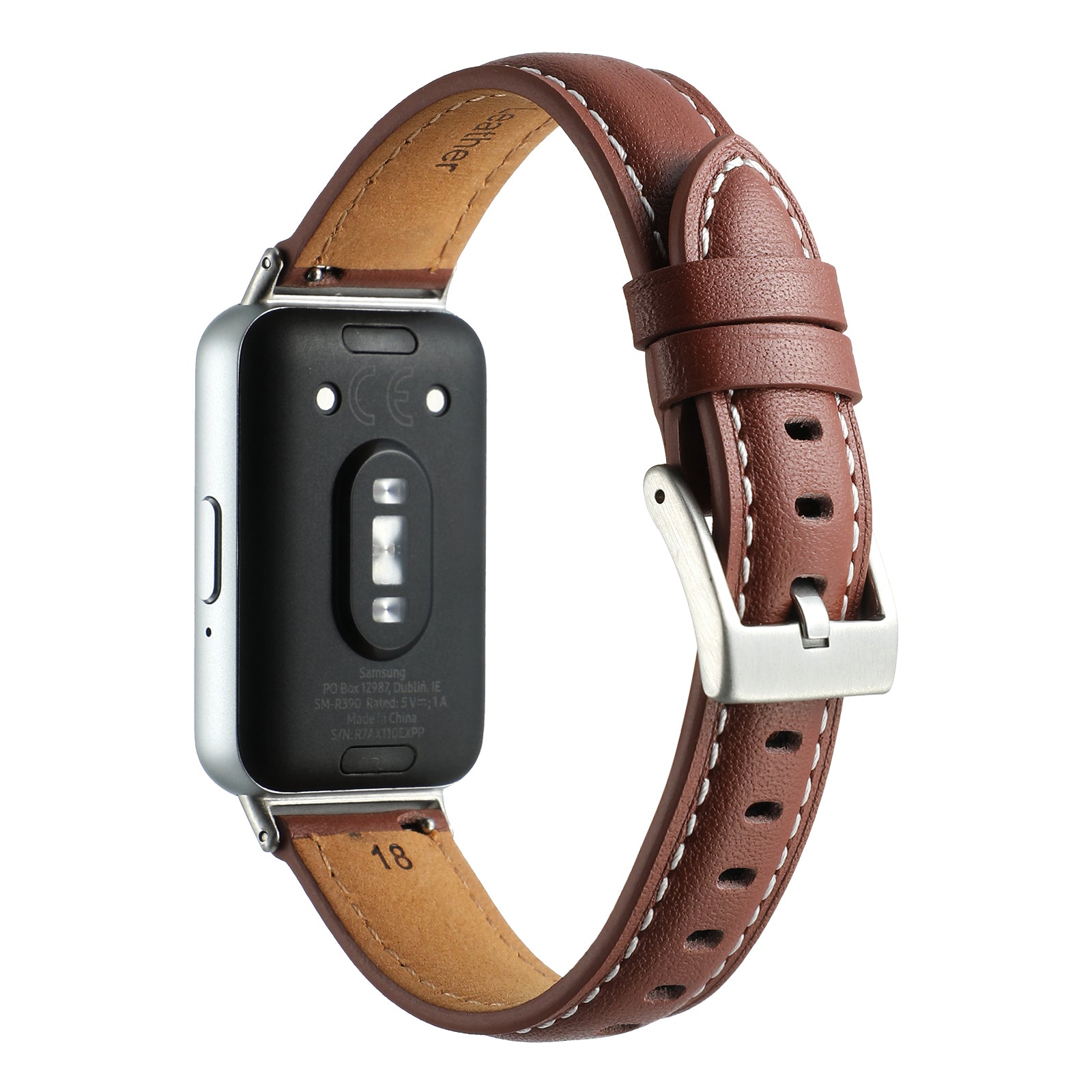 For Samsung Galaxy Fit3 Watch Band Cowhide Leather Strap Replacement - Deep Pink