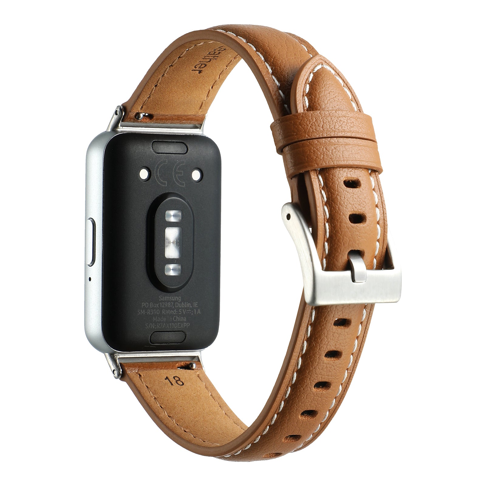 For Samsung Galaxy Fit3 Watch Band Cowhide Leather Strap Replacement - Deep Pink
