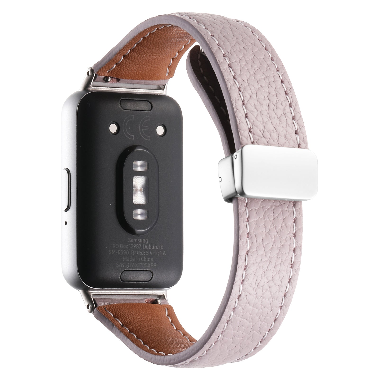 For Samsung Galaxy Fit3 Watch Band Slim Genuine Cow Leather Magnetic Replacement Strap - Black