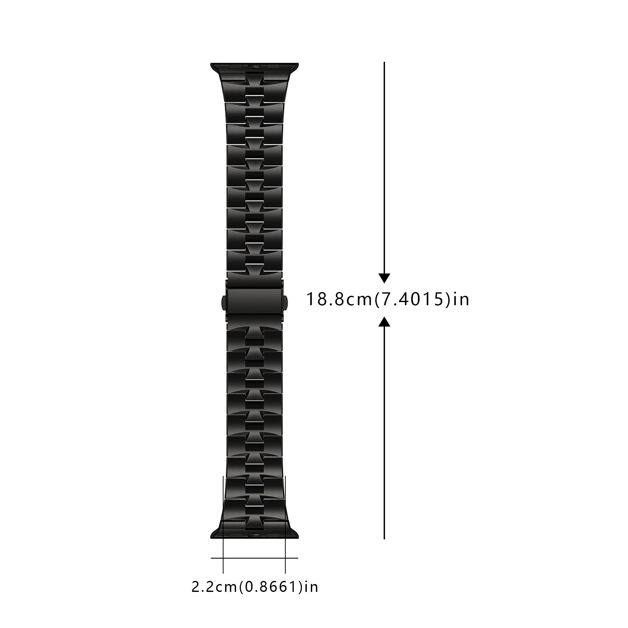 For Apple Watch Ultra 2 Ultra 49mm / Series 9 8 7 45mm / 6 5 4 SE (2022) SE (2023) SE 44mm / 3 2 1 42mm Metal Wrist Band - Black