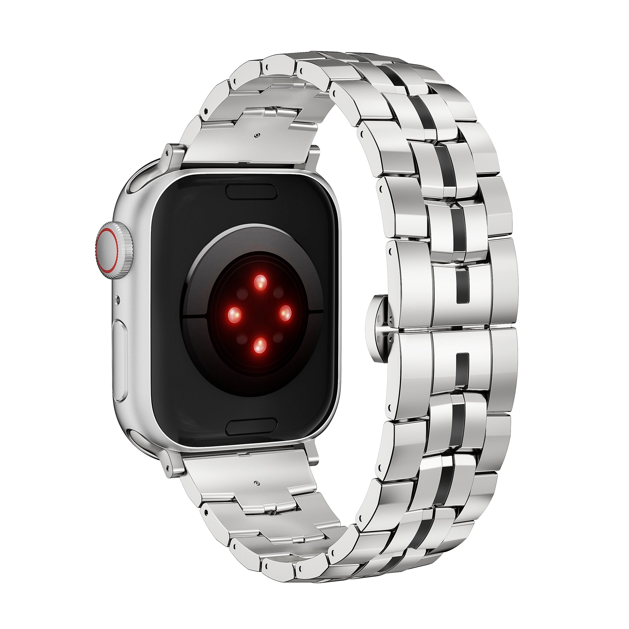 For Apple Watch Series 9 8 7 41mm   /   6 5 4 SE (2022) SE (2023) SE 40mm   /   3 2 1 38mm Alloy Watch Band - Black+Red