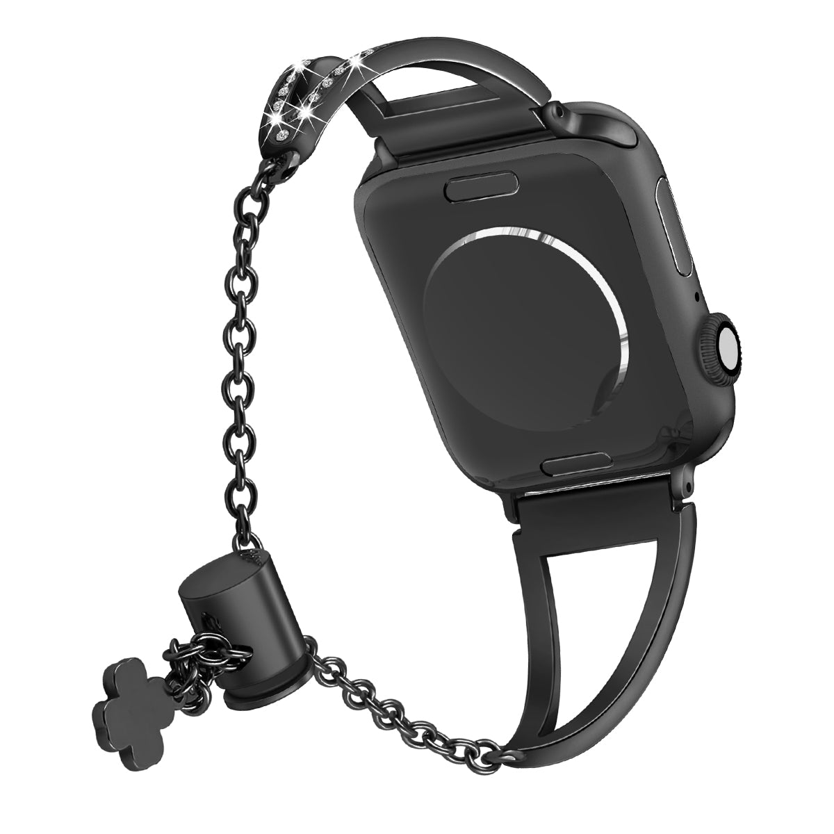 For Apple Watch Ultra 49mm / Ultra 2 49mm / Series 9 / 8 / 7 45mm / 6 / 5 / 4 / SE / SE (2022) / SE (2023) 44mm / 3 / 2 / 1 42mm Hollow Triangle Slider Bracelet - Black