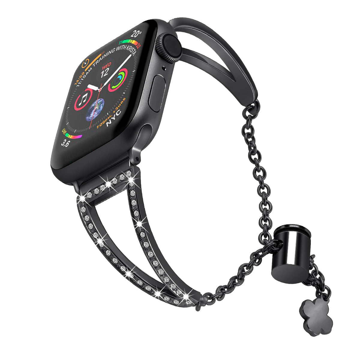 For Apple Watch Ultra 49mm / Ultra 2 49mm / Series 9 / 8 / 7 45mm / 6 / 5 / 4 / SE / SE (2022) / SE (2023) 44mm / 3 / 2 / 1 42mm Hollow Triangle Slider Bracelet - Black