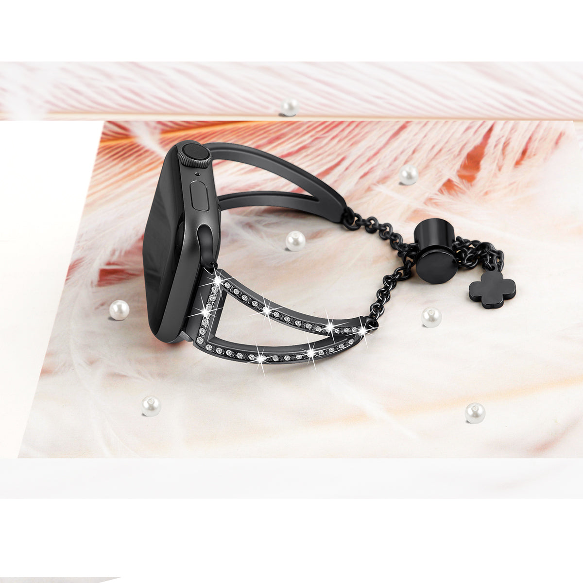 For Apple Watch Ultra 49mm / Ultra 2 49mm / Series 9 / 8 / 7 45mm / 6 / 5 / 4 / SE / SE (2022) / SE (2023) 44mm / 3 / 2 / 1 42mm Hollow Triangle Slider Bracelet - Black