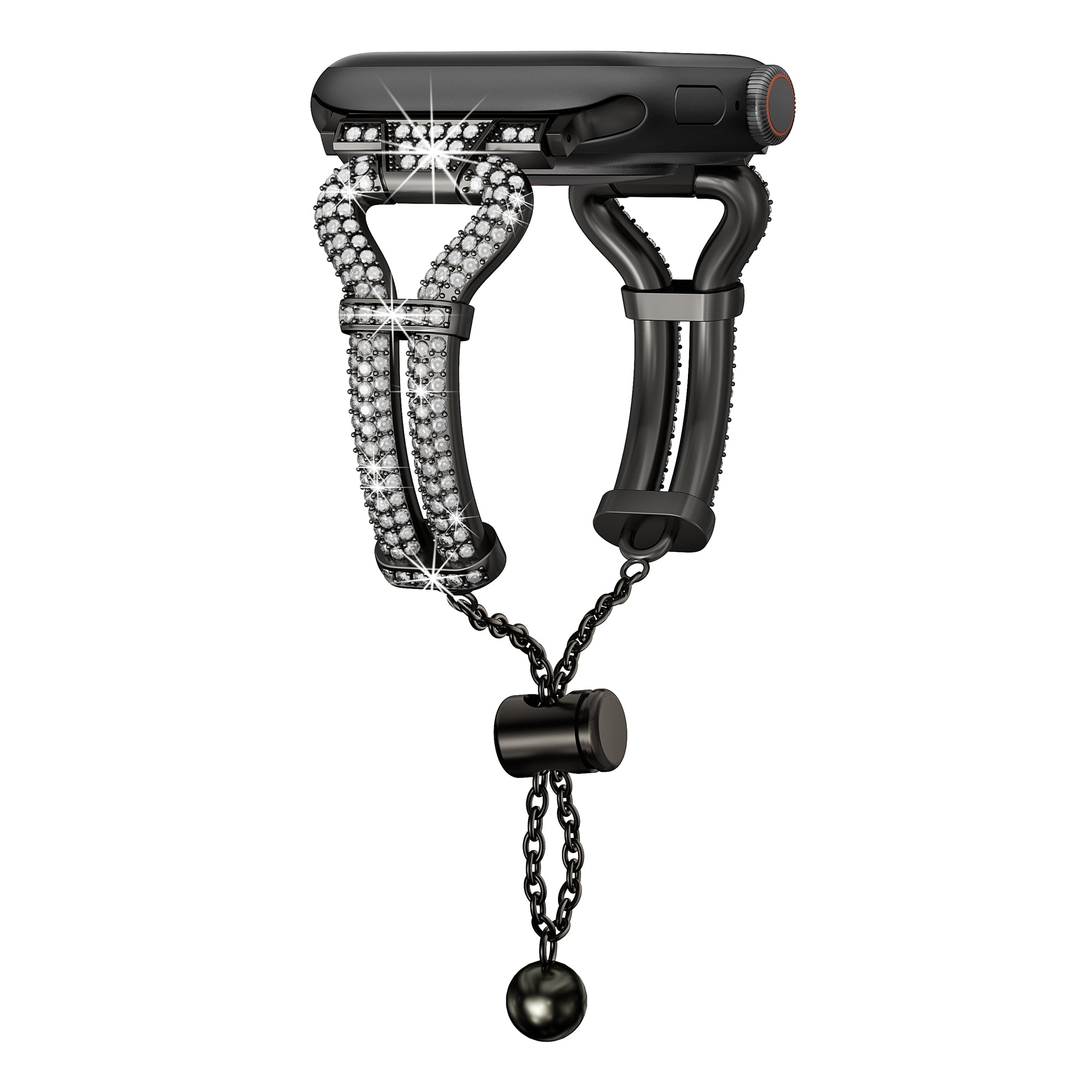 For Apple Watch Series 9 / 8 / 7 41mm / SE (2023) / SE(2022) / SE / 6 / 5 / 4 40mm / 3 / 2 / 1 38mm Sliding Rhinestone Metal Strap - Black