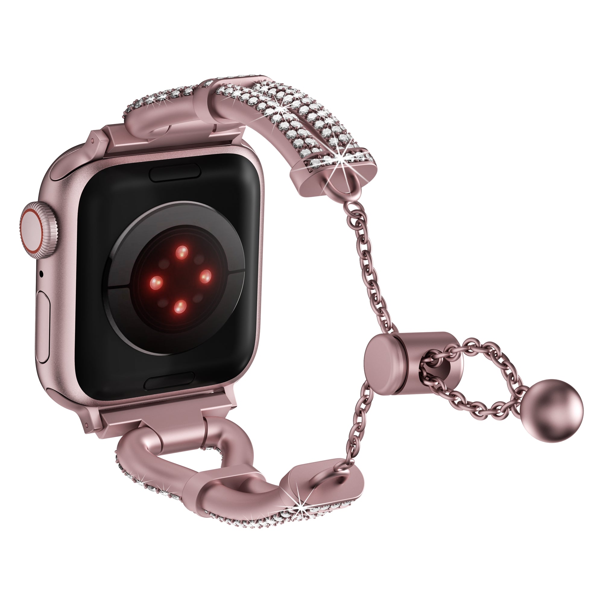 For Apple Watch Series 9 / 8 / 7 41mm / SE (2023) / SE(2022) / SE / 6 / 5 / 4 40mm / 3 / 2 / 1 38mm Sliding Rhinestone Metal Strap - Black