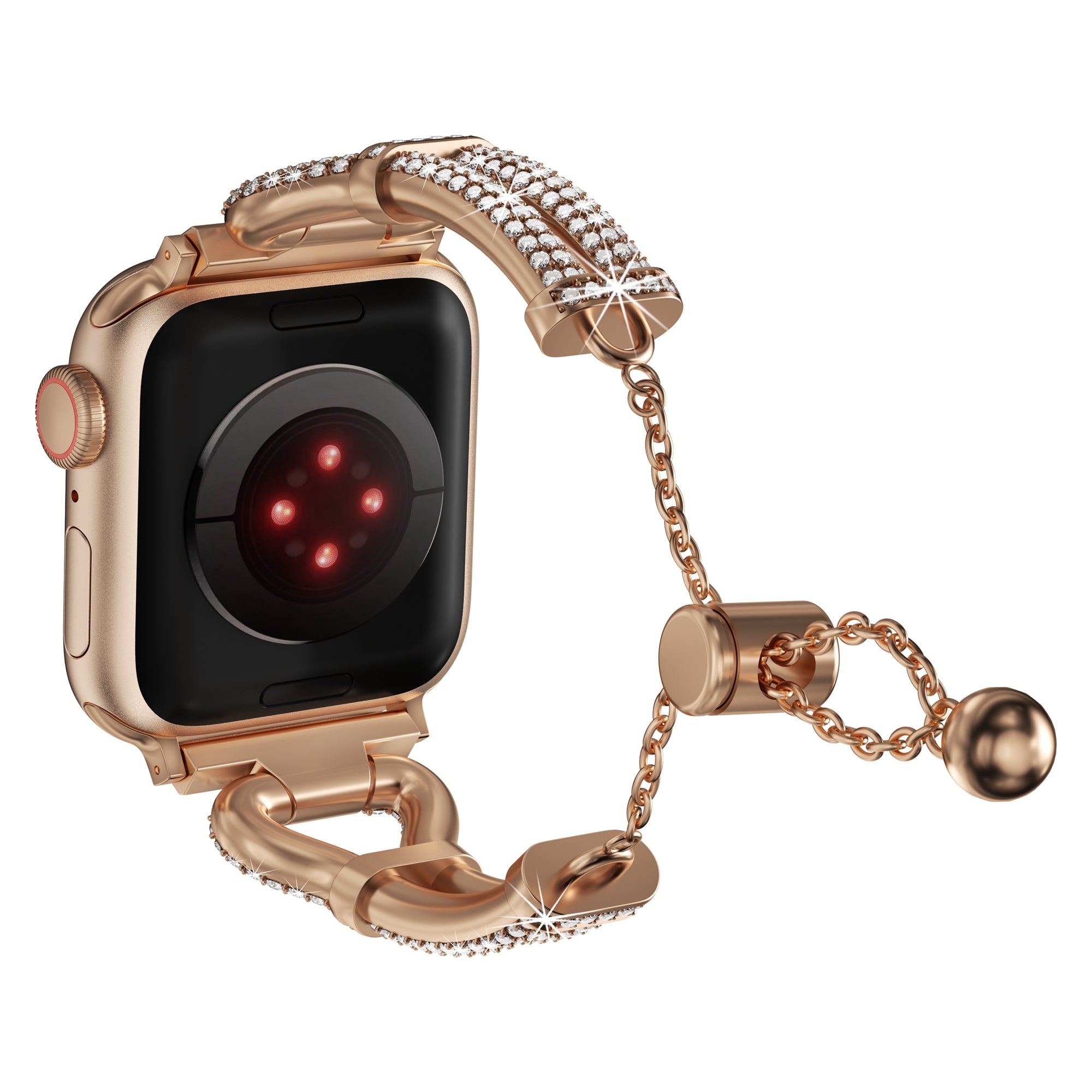For Apple Watch Series 9 / 8 / 7 41mm / SE (2023) / SE(2022) / SE / 6 / 5 / 4 40mm / 3 / 2 / 1 38mm Sliding Rhinestone Metal Strap - Black