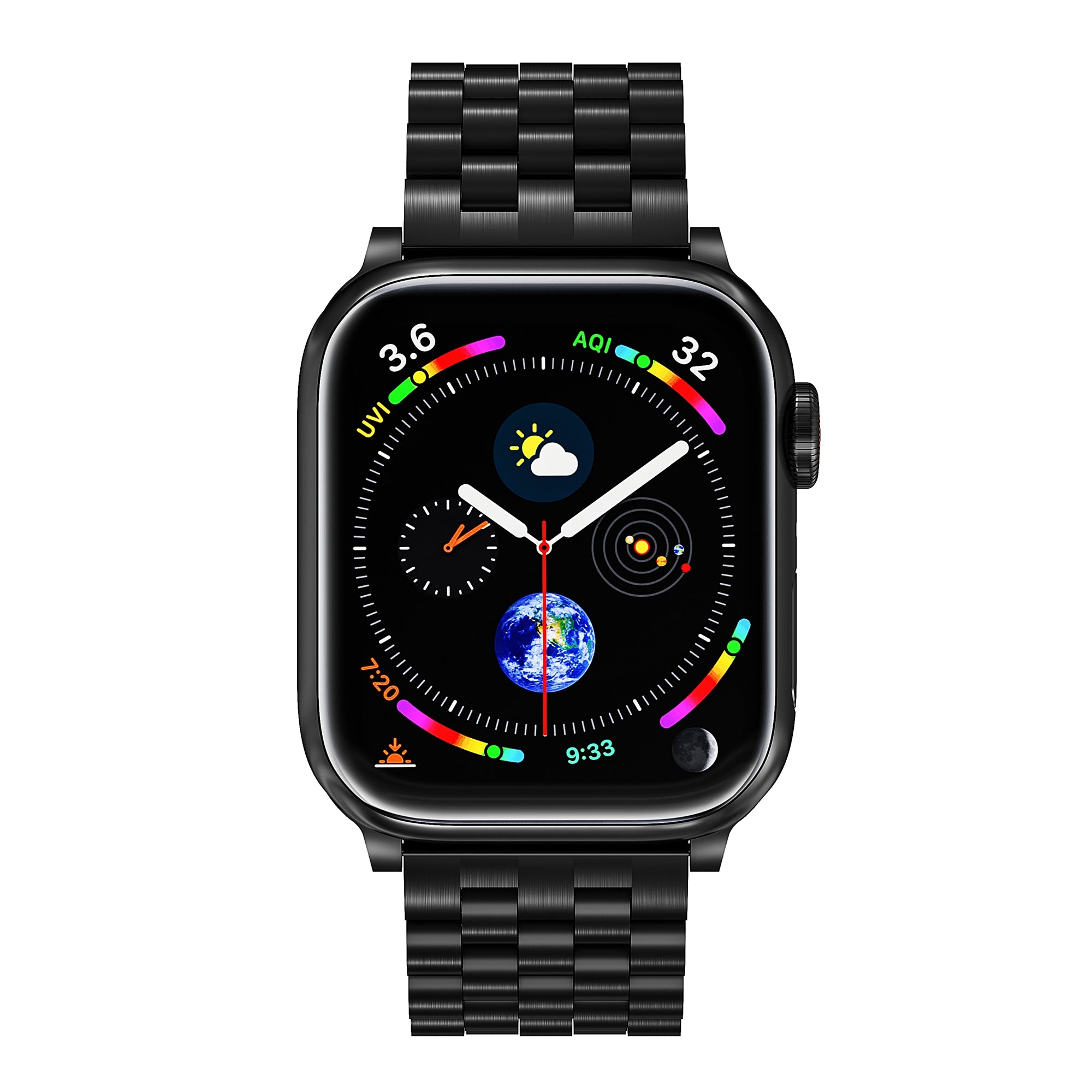 For Apple Watch Series 9 / 8 / 7 41mm / SE (2023) / SE(2022) / SE / 6 / 5 / 4 40mm / 3 / 2 / 1 38mm 5-Bead Metal Strap - Black