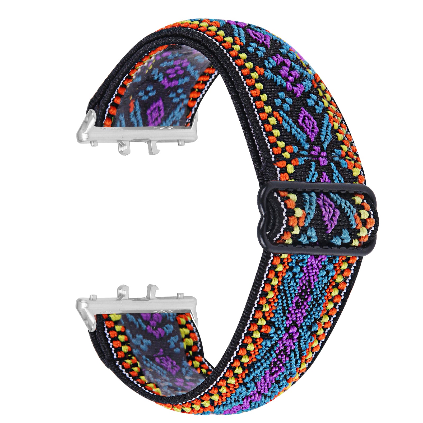 For Samsung Galaxy Fit3 SM-R390 Elastic Watch Strap Fashionable Pattern Wrist Band (Silver Buckle) - 1