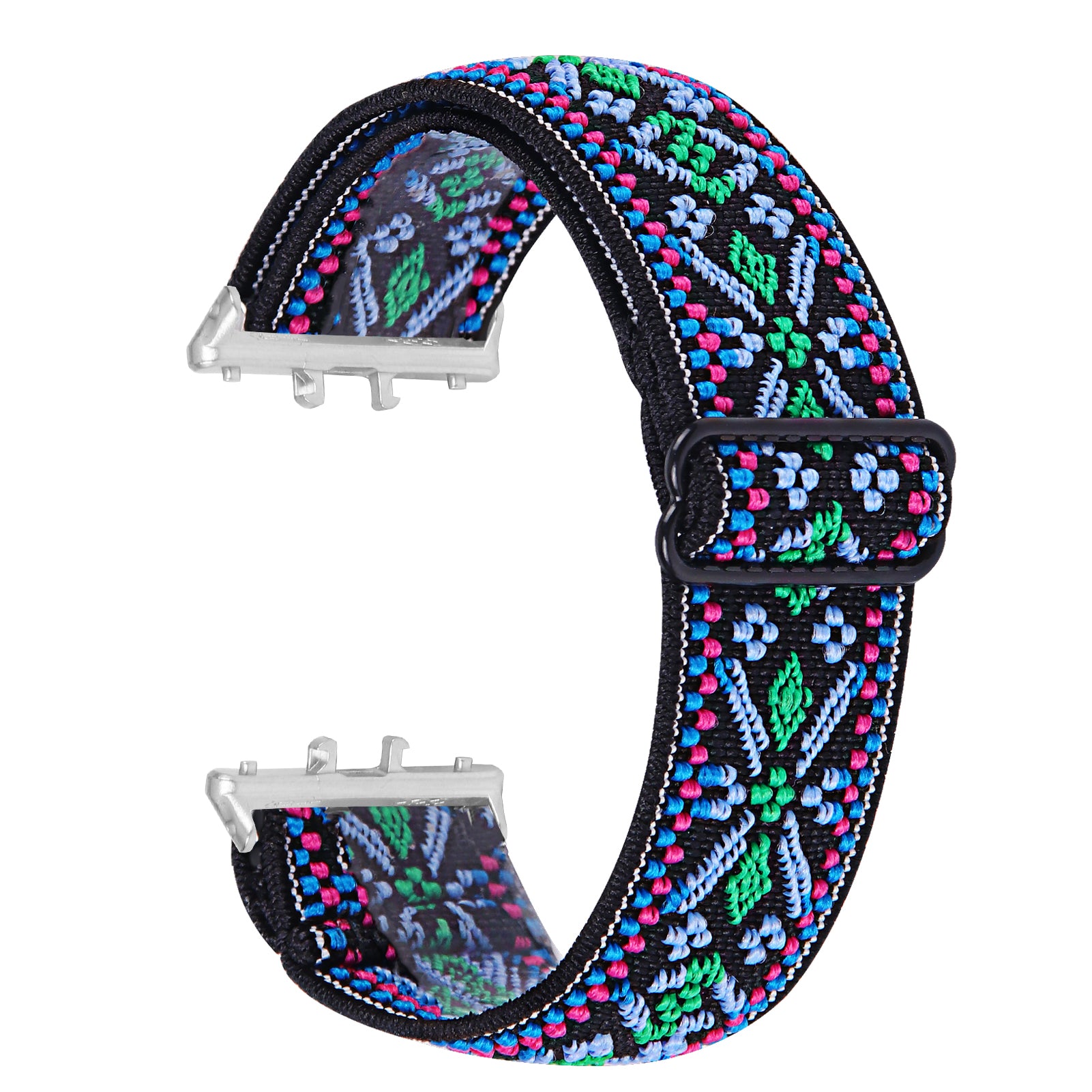 For Samsung Galaxy Fit3 SM-R390 Elastic Watch Strap Fashionable Pattern Wrist Band (Silver Buckle) - 1