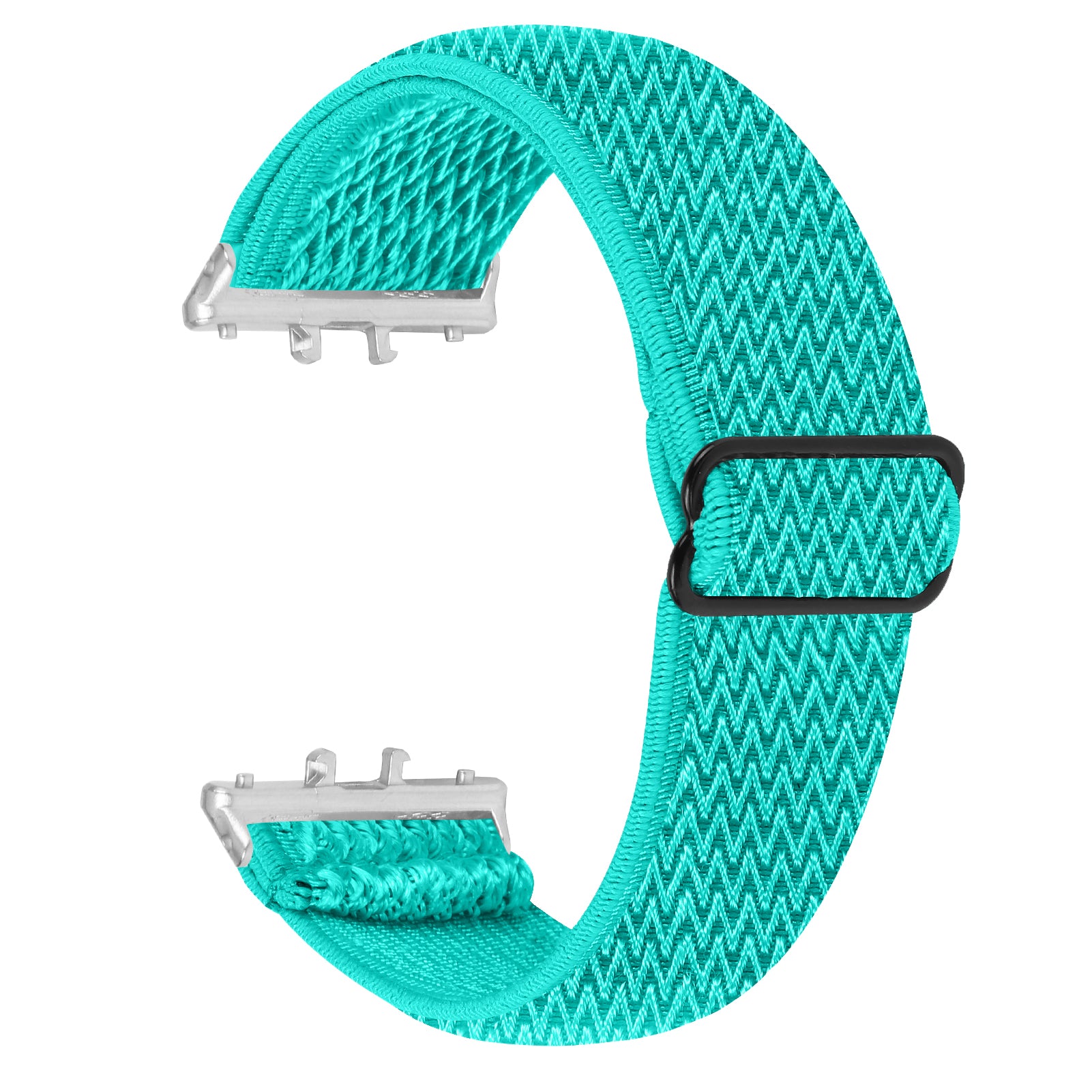 For Samsung Galaxy Fit3 SM-R390 Woven Watch Strap Adjustable Wrist Band with Silver Connector - White
