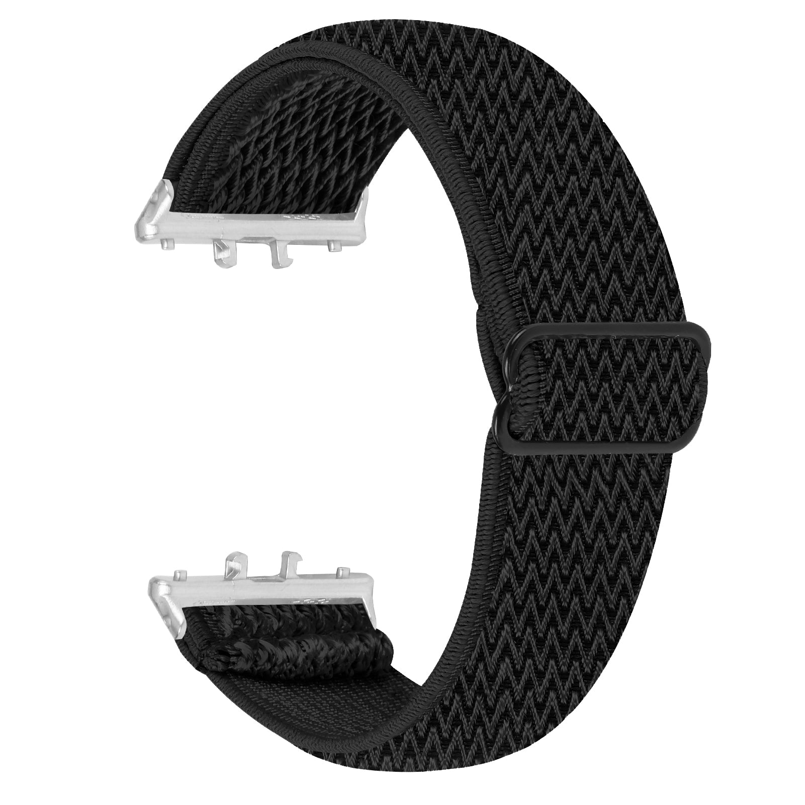 For Samsung Galaxy Fit3 SM-R390 Woven Watch Strap Adjustable Wrist Band with Silver Connector - White