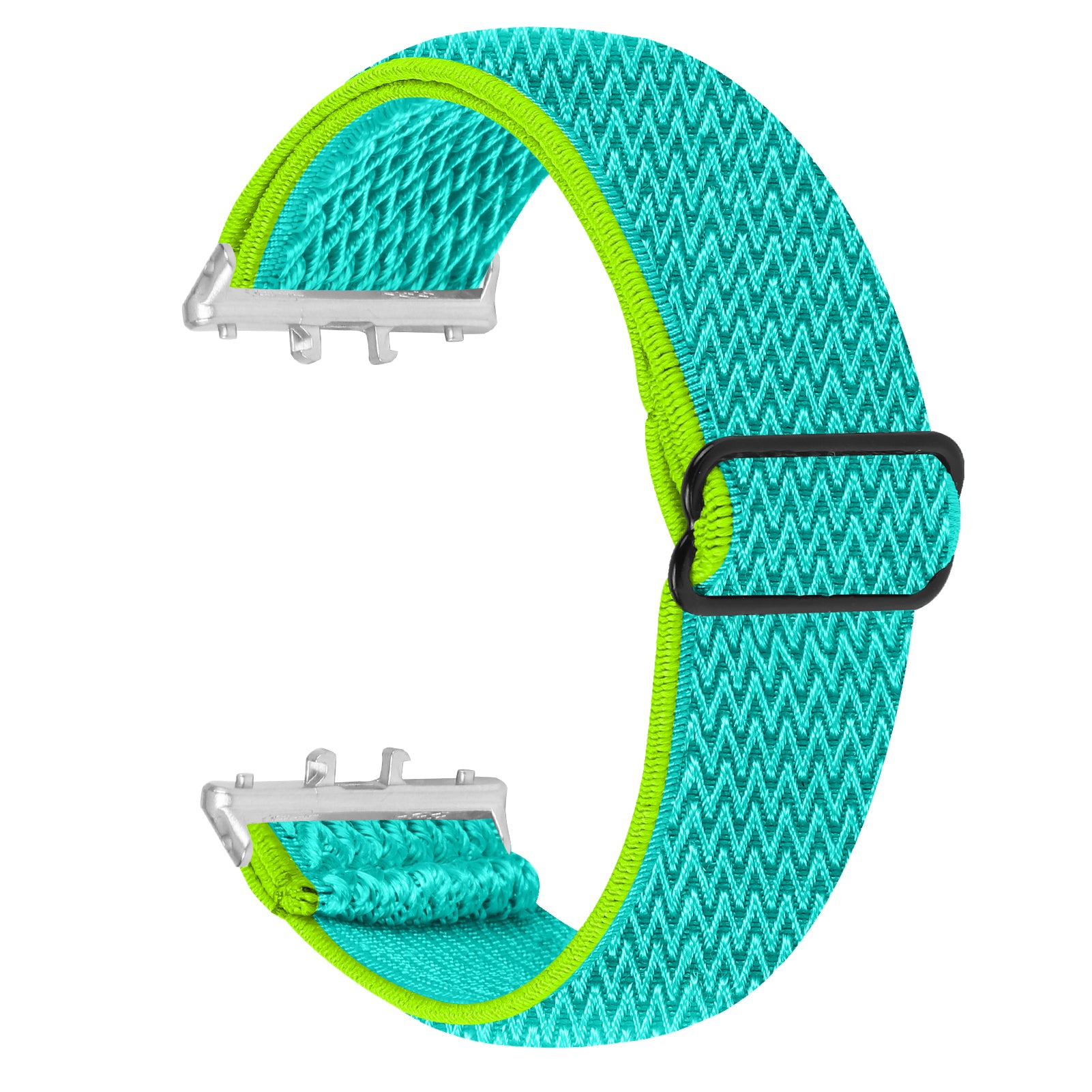 For Samsung Galaxy Fit3 SM-R390 Woven Watch Strap Adjustable Wrist Band with Silver Connector - White