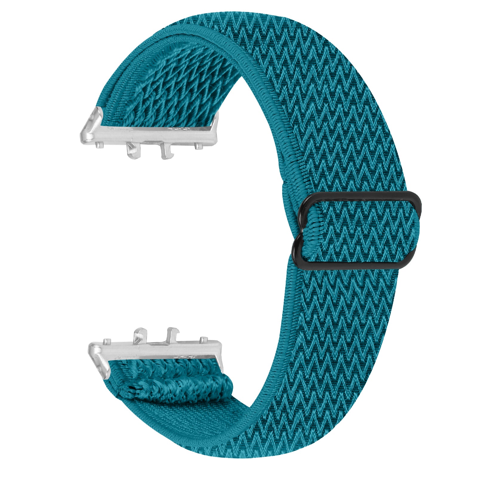 For Samsung Galaxy Fit3 SM-R390 Woven Watch Strap Adjustable Wrist Band with Silver Connector - White