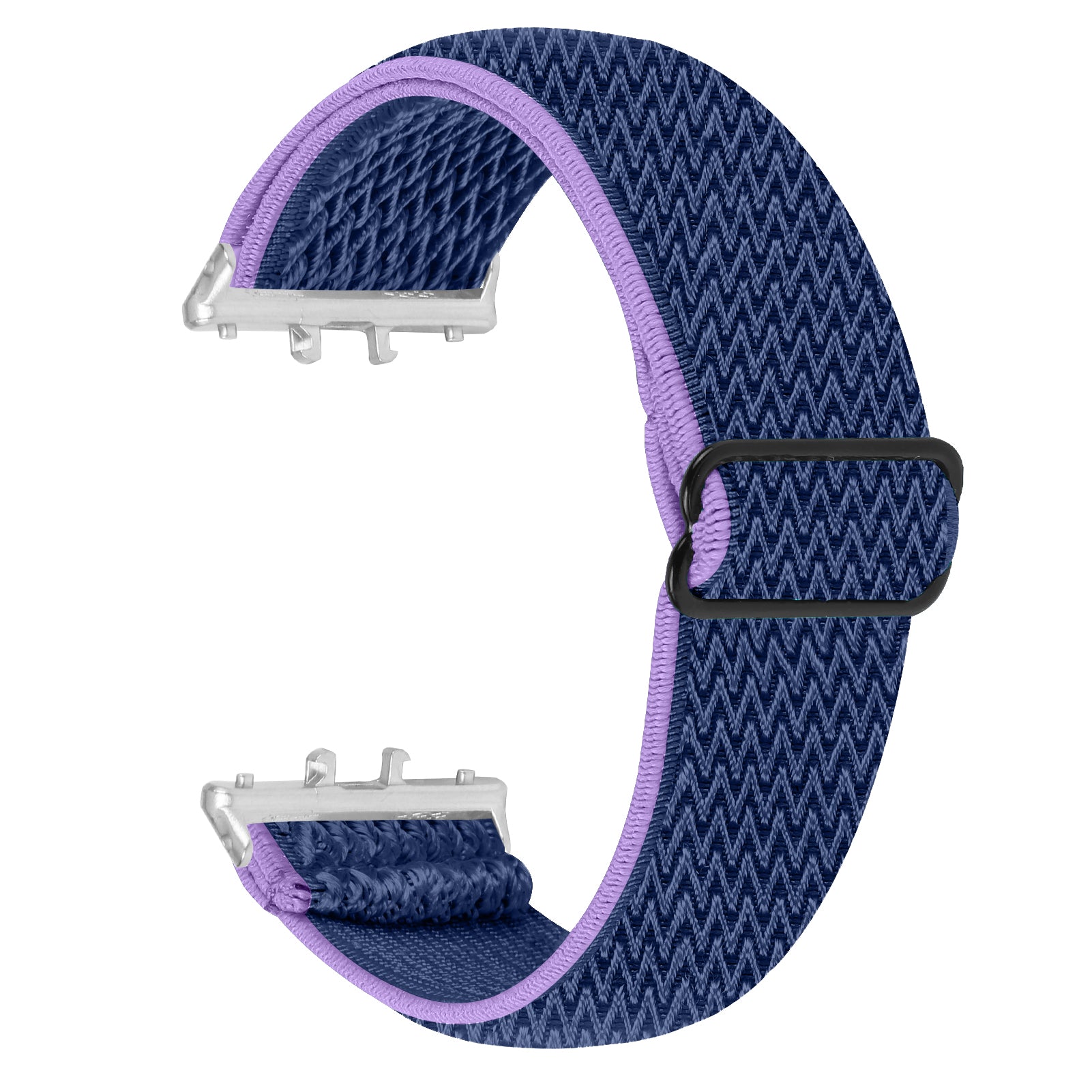For Samsung Galaxy Fit3 SM-R390 Woven Watch Strap Adjustable Wrist Band with Silver Connector - White