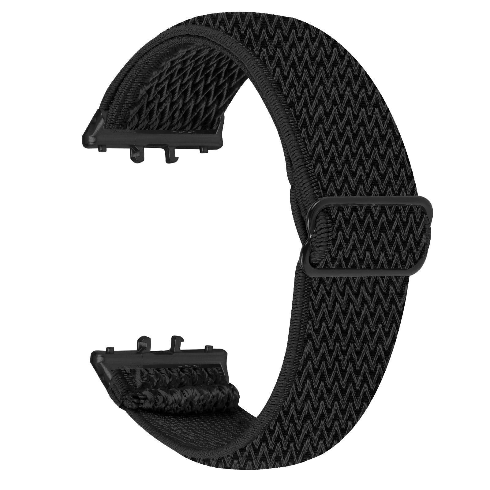 For Samsung Galaxy Fit3 SM-R390 Woven Watch Strap Elastic Wrist Band, Black Connector - White