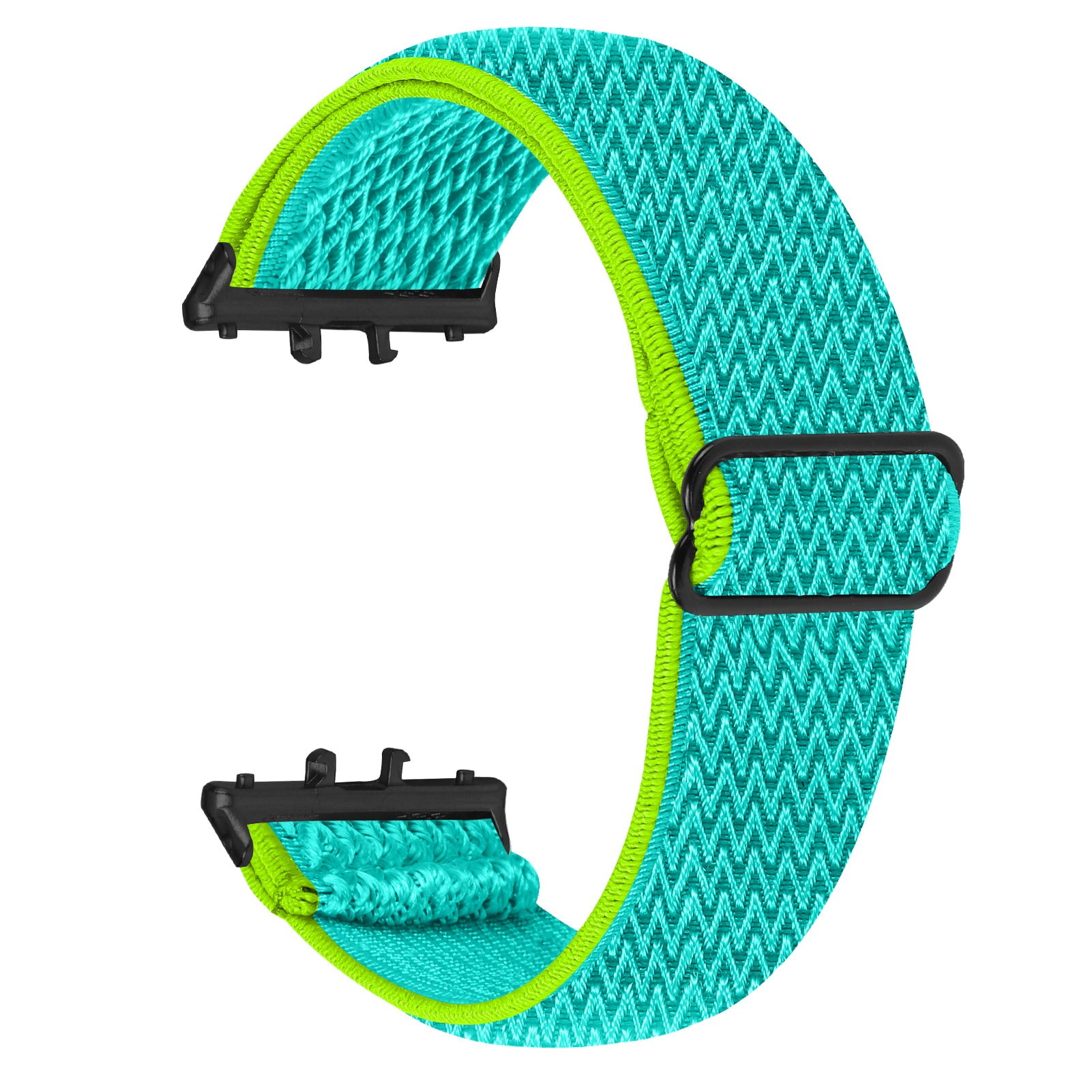For Samsung Galaxy Fit3 SM-R390 Woven Watch Strap Elastic Wrist Band, Black Connector - White