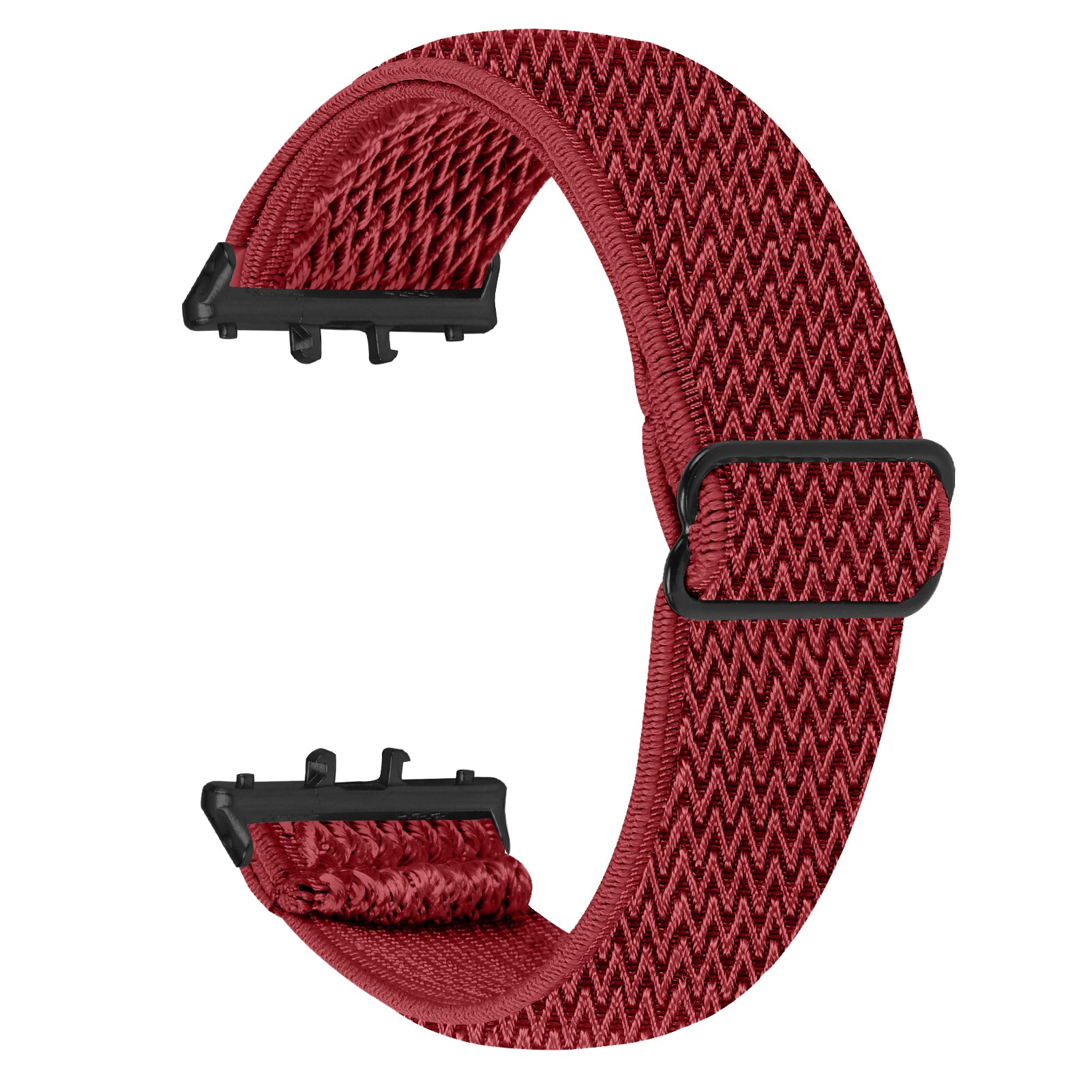 For Samsung Galaxy Fit3 SM-R390 Woven Watch Strap Elastic Wrist Band, Black Connector - White