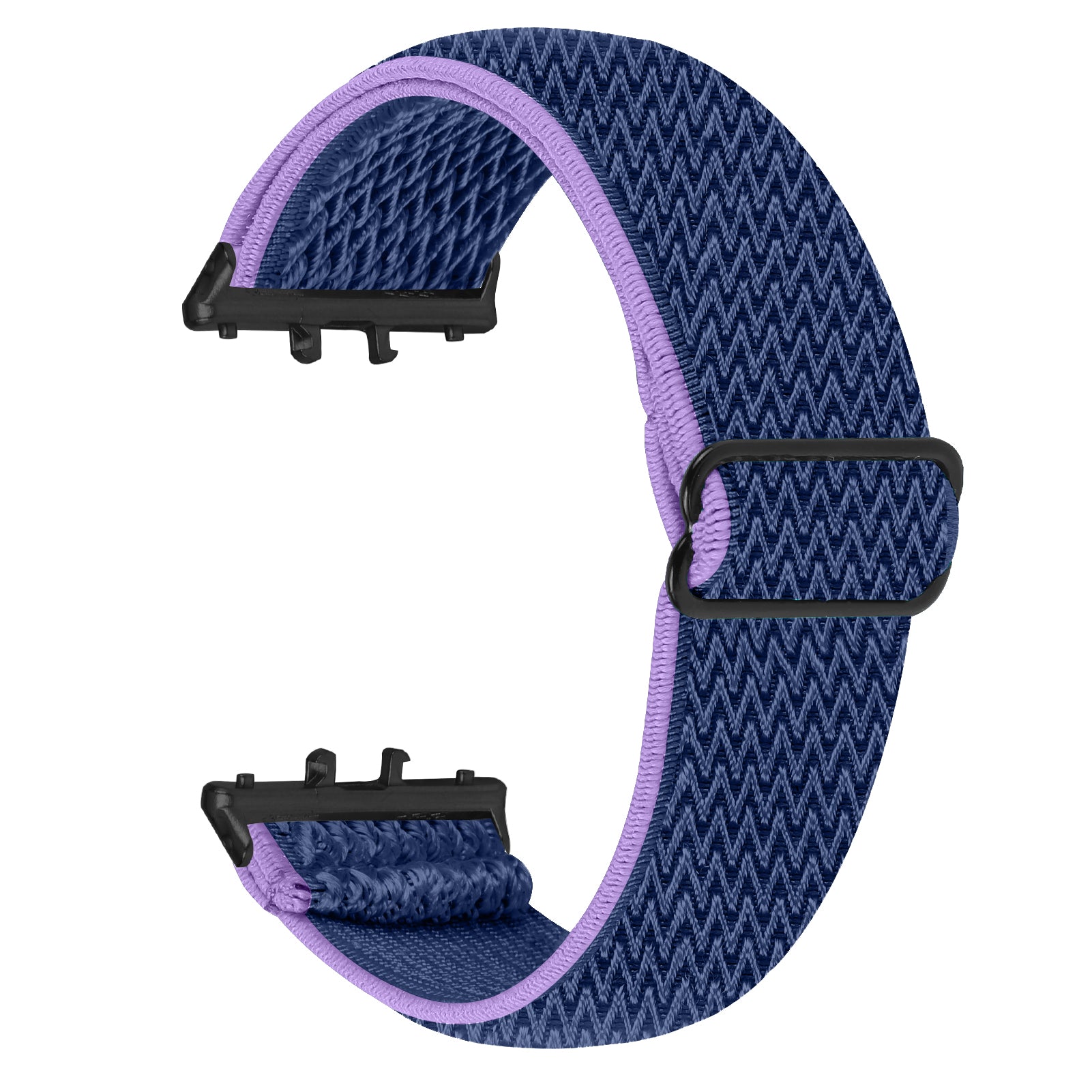 For Samsung Galaxy Fit3 SM-R390 Woven Watch Strap Elastic Wrist Band, Black Connector - White