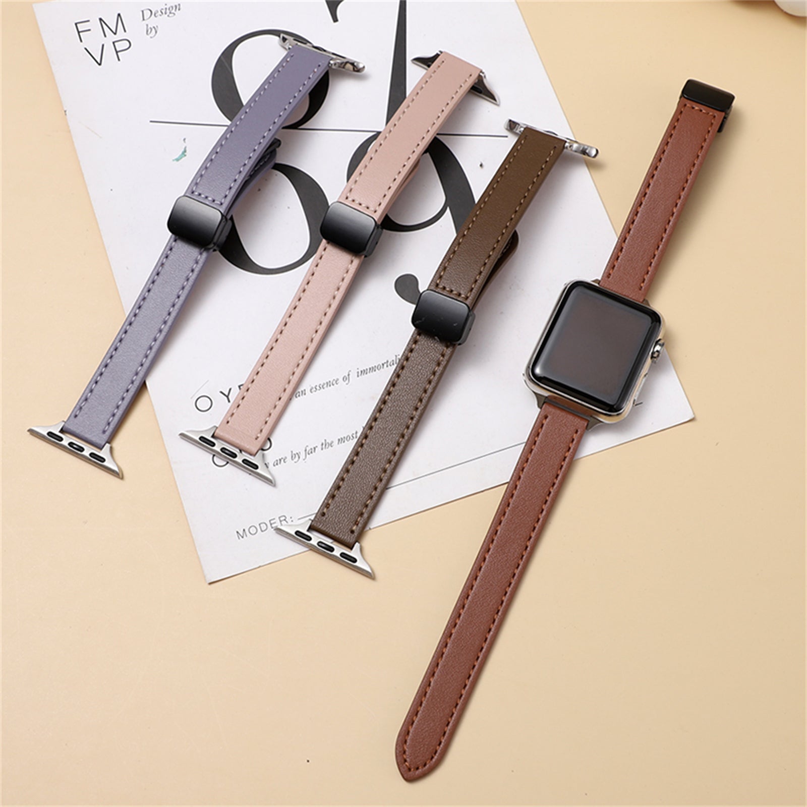 For Apple Watch Ultra 2 Ultra 49mm / 9 8 7 45mm / 6 5 4 SE (2023) SE (2022) SE 44mm / 3 2 1 42mm Microfiber Leather Band - Purple