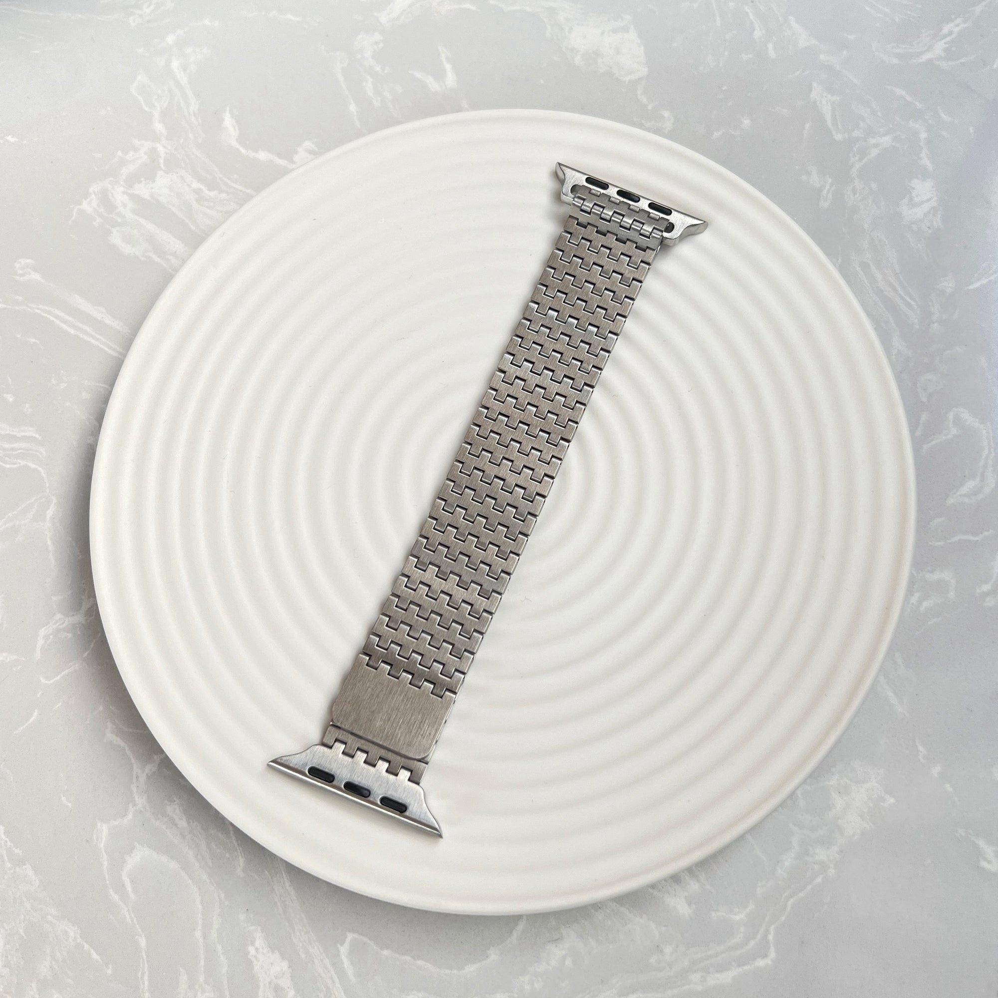 For Apple Watch Series 9 8 7 41mm / 6 5 4 SE (2022) SE (2023) SE 40mm / 3 2 1 38mm Magnetic Watch Strap 9-Bead Stainless Steel Band - Rose Gold