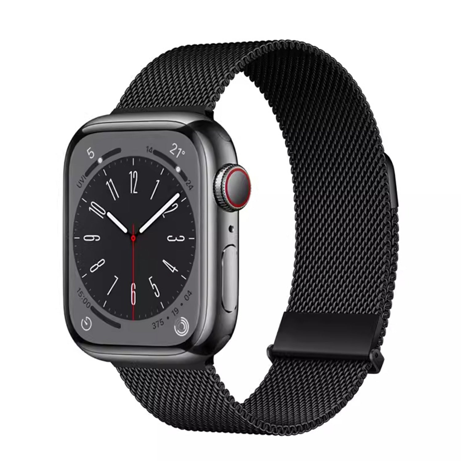 For Apple Watch Series 9 8 7 41mm / 6 5 4 SE (2023) SE (2022) SE 40mm / 3 2 1 38mm Milanese Mesh Loop Magnetic Watch Band - Black