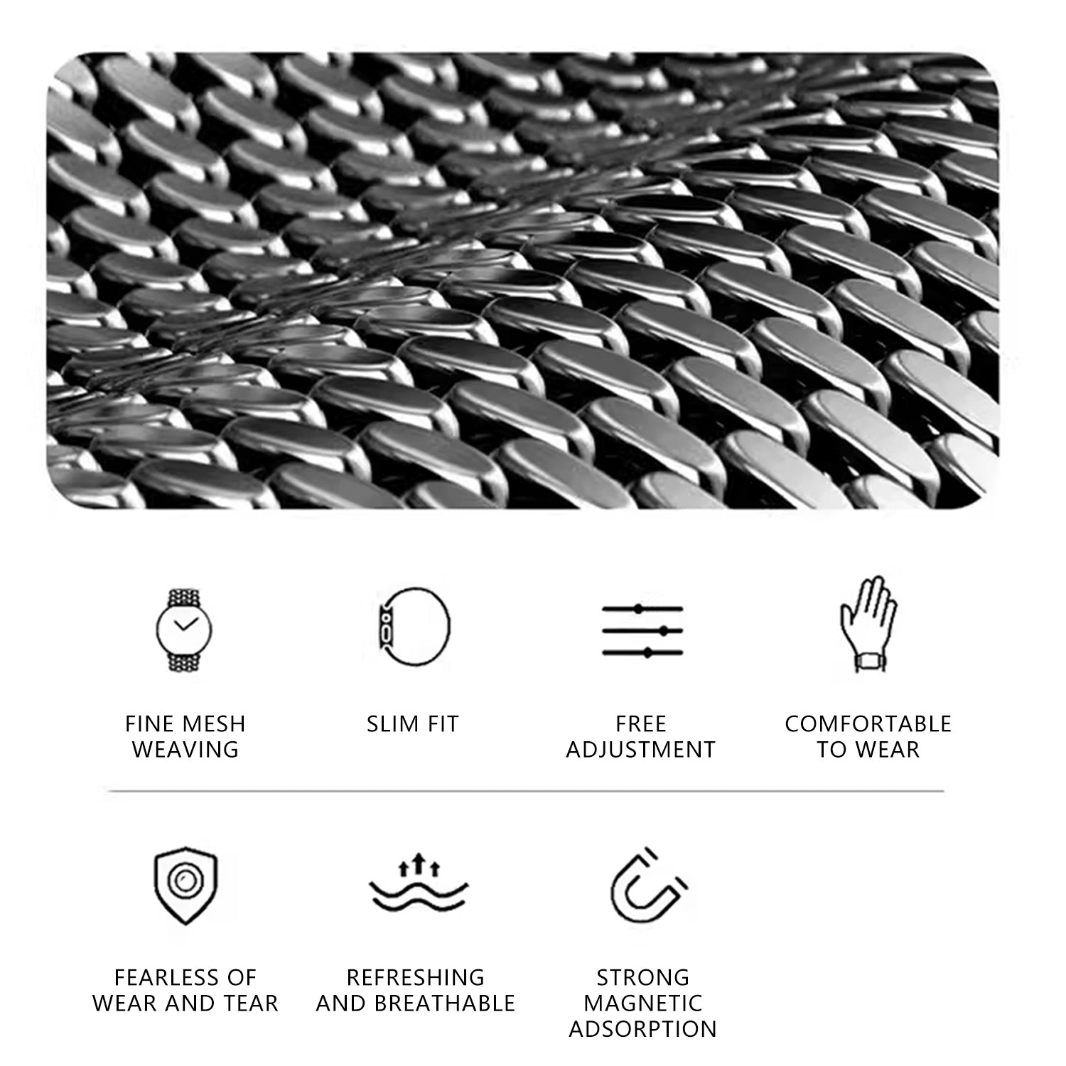 For Apple Watch Series 9 8 7 41mm / 6 5 4 SE (2023) SE (2022) SE 40mm / 3 2 1 38mm Milanese Mesh Loop Magnetic Watch Band - Black