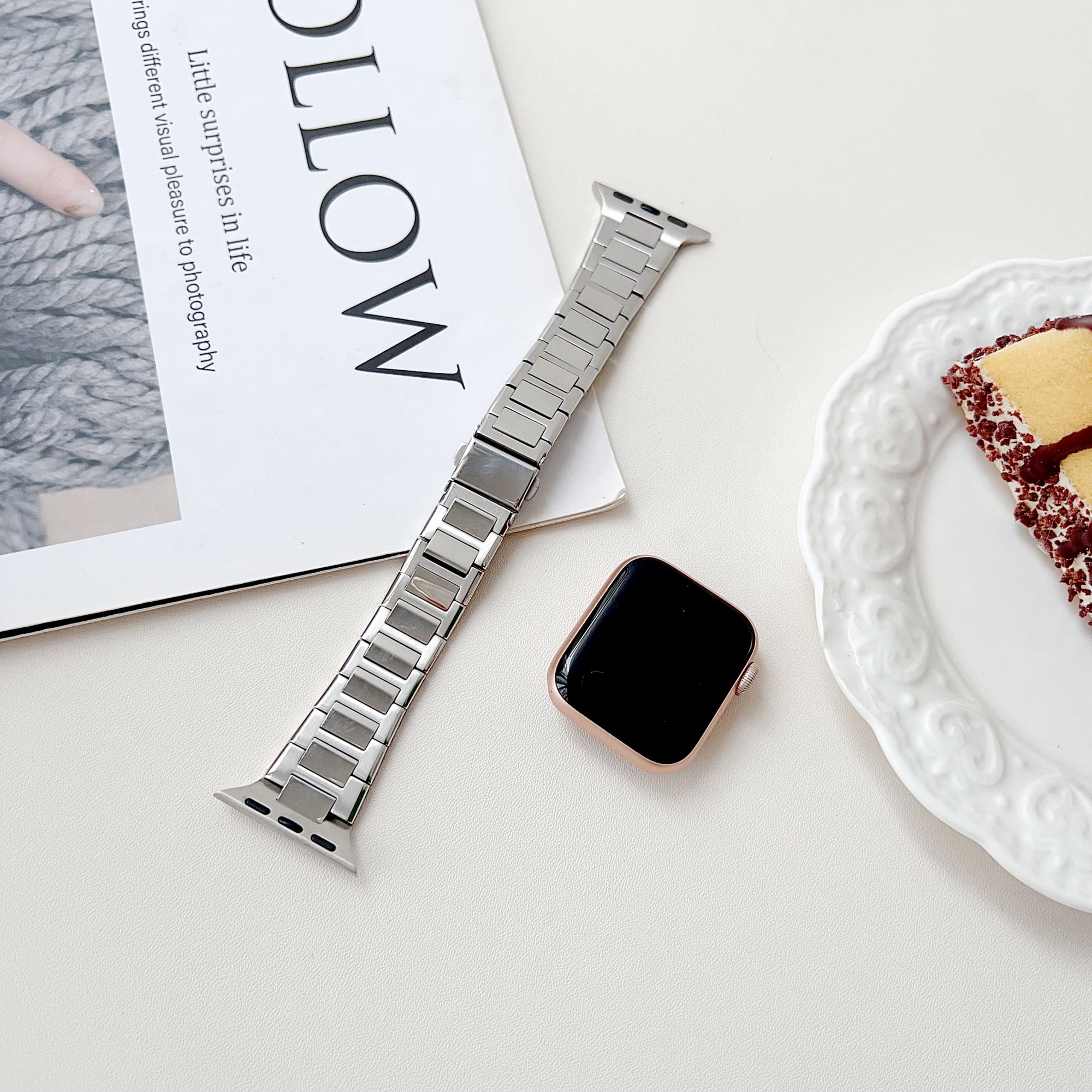 For Apple Watch Series 9 8 7 41mm / 6 5 4 SE (2022) SE (2023) SE 40mm / 3 2 1 38mm Stainless Steel Watch Band Mirror Surface