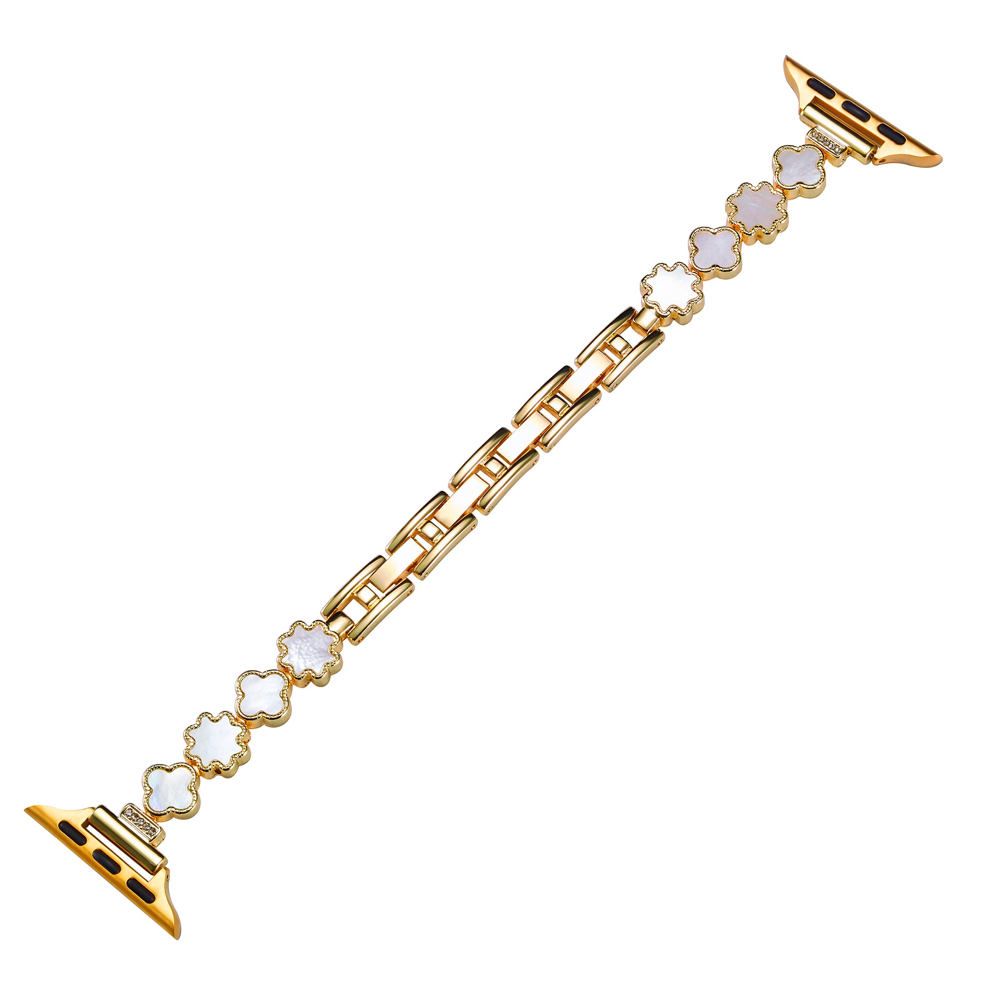 For Apple Watch Ultra 2 Ultra 49mm / 9 8 7 45mm / 6 5 4 SE (2023) SE (2022) SE 44mm / 3 2 1 42mm Zinc Alloy Bracelet Strap - Gold+White