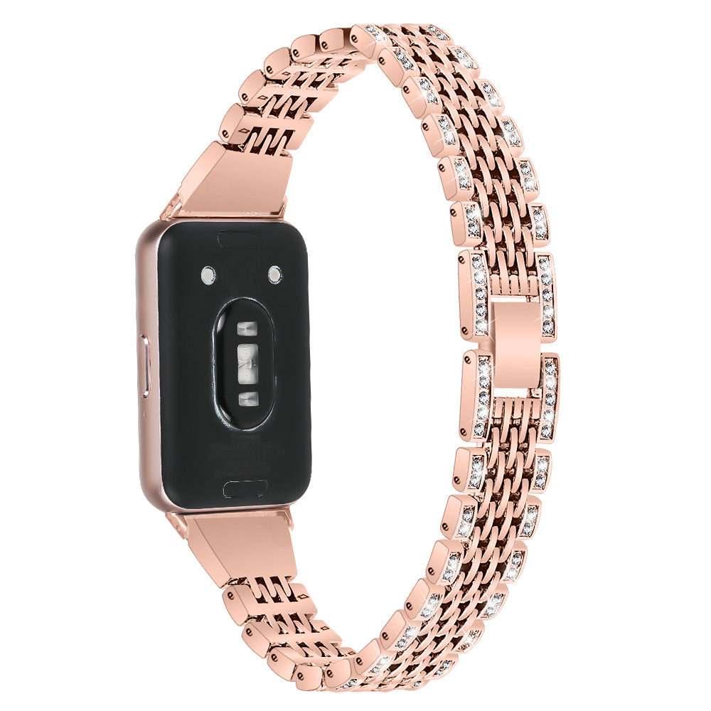 For Samsung Galaxy Fit3 SM-R390 Watch Band 5.2"-8.6" Adjustable Watch Strap with Shiny Rhinestone - Black