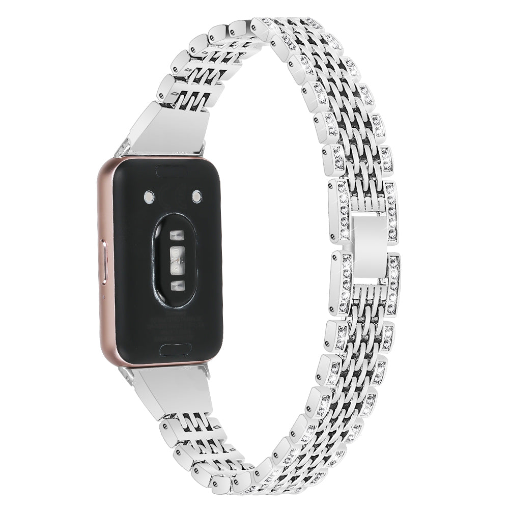 For Samsung Galaxy Fit3 SM-R390 Watch Band 5.2"-8.6" Adjustable Watch Strap with Shiny Rhinestone - Black