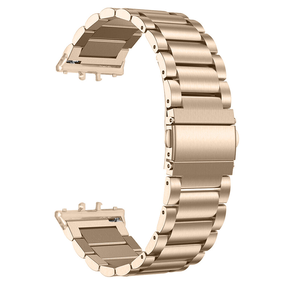 For Samsung Galaxy Fit3 SM-R390 Stainless Steel 3 Beads Wrist Band Replacement Smartwatch Strap - Gold