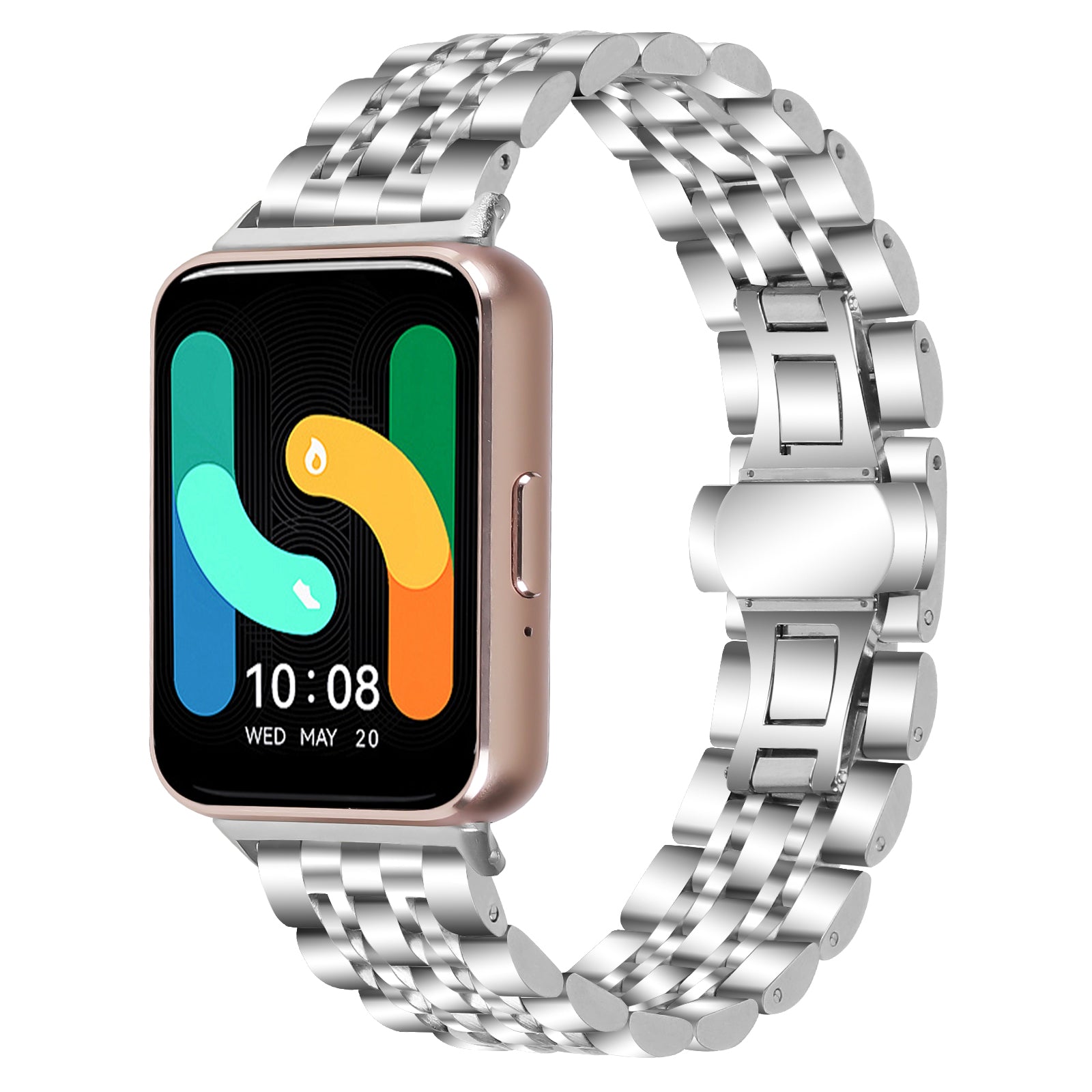 For Samsung Galaxy Fit3 SM-R390 Wrist Watch Band Stainless Steel Strap Replacement - Silver